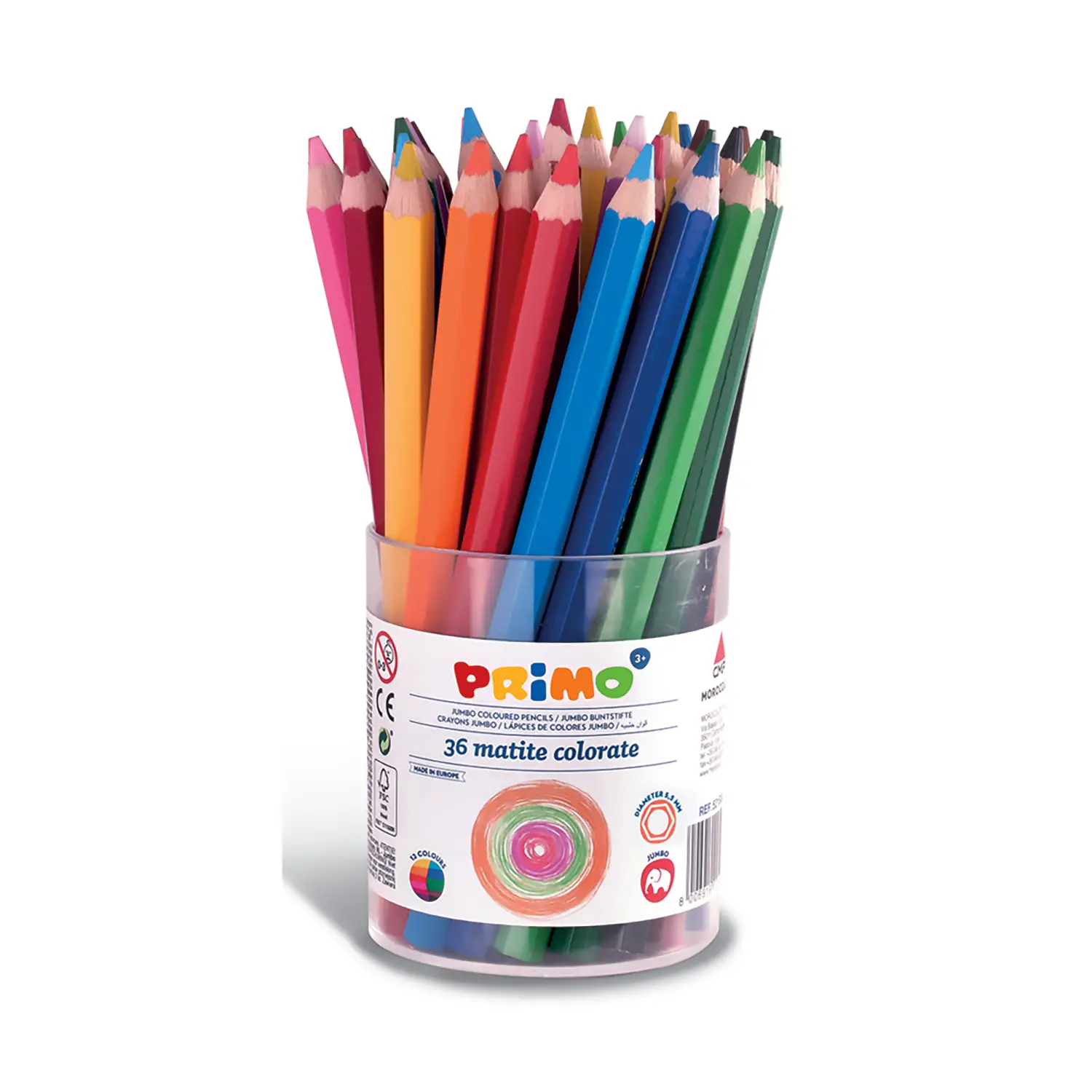 Pastelloni Colorati Primo Jumbo – 36 Pezzi | Pastelli Maxi per Bambini - Pastelli