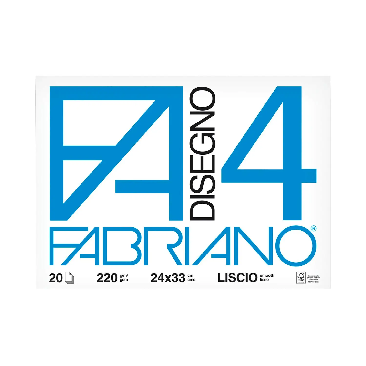 Album da Disegno Fabriano F4, 20 Fogli Lisci 24x33 cm - Carta e cartoncino