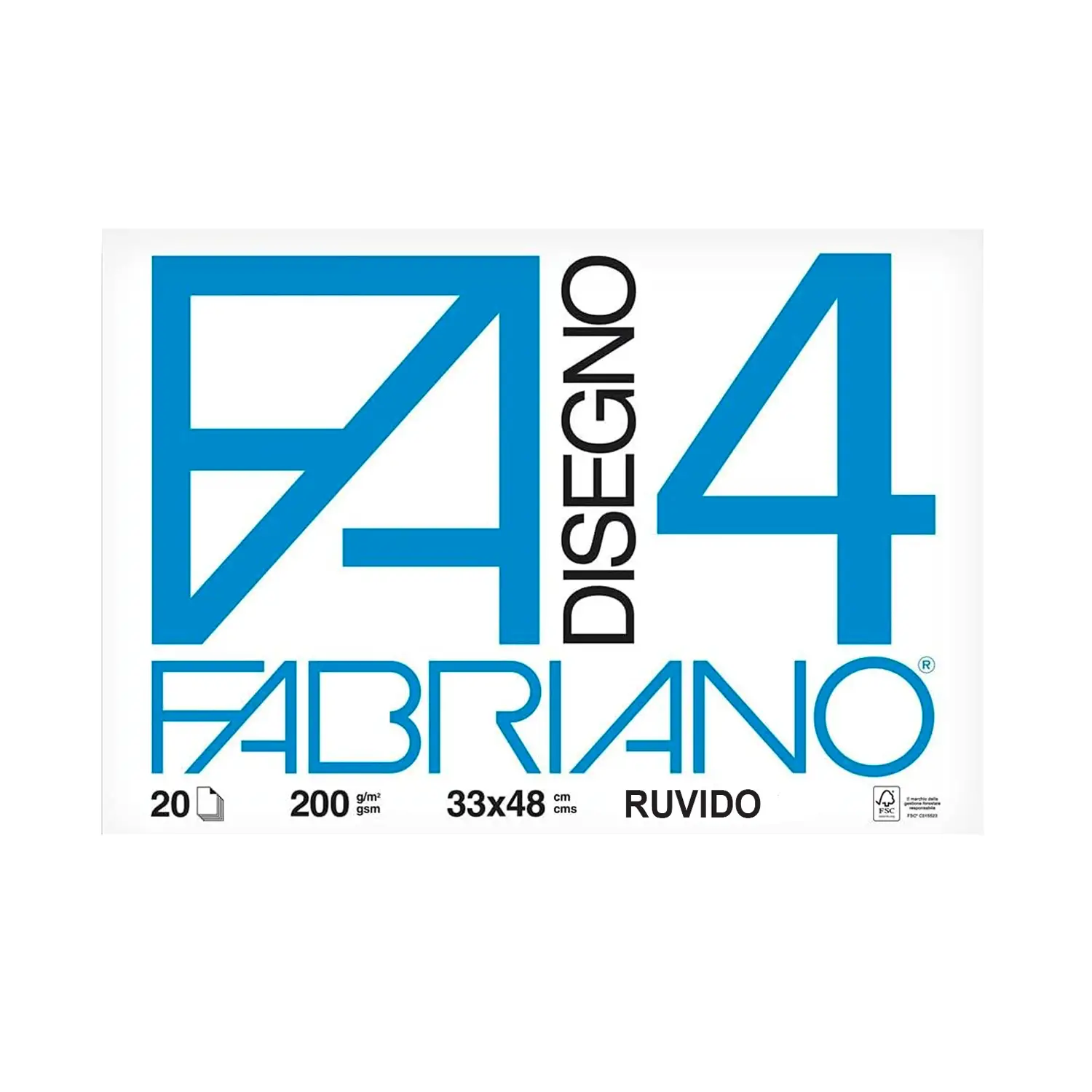 Album da Disegno Fabriano F4 Ruvido, 20 Fogli 33x48 cm - Carta e cartoncino