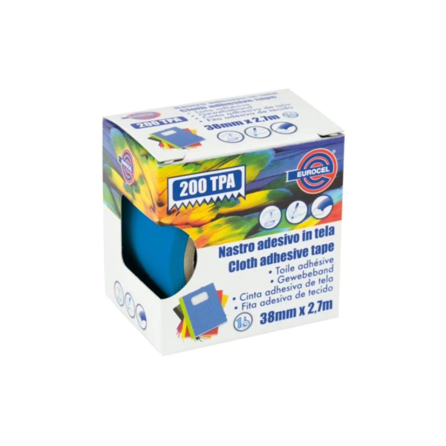 Nastro Telato Adesivo 38 mm. Blu - Nastri adesivi e colle