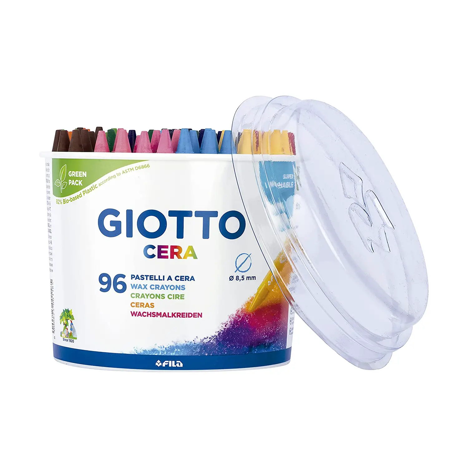 Pastelli Colorati a Cera Giotto – Contenitore da 96 Pezzi - Pastelli a cera