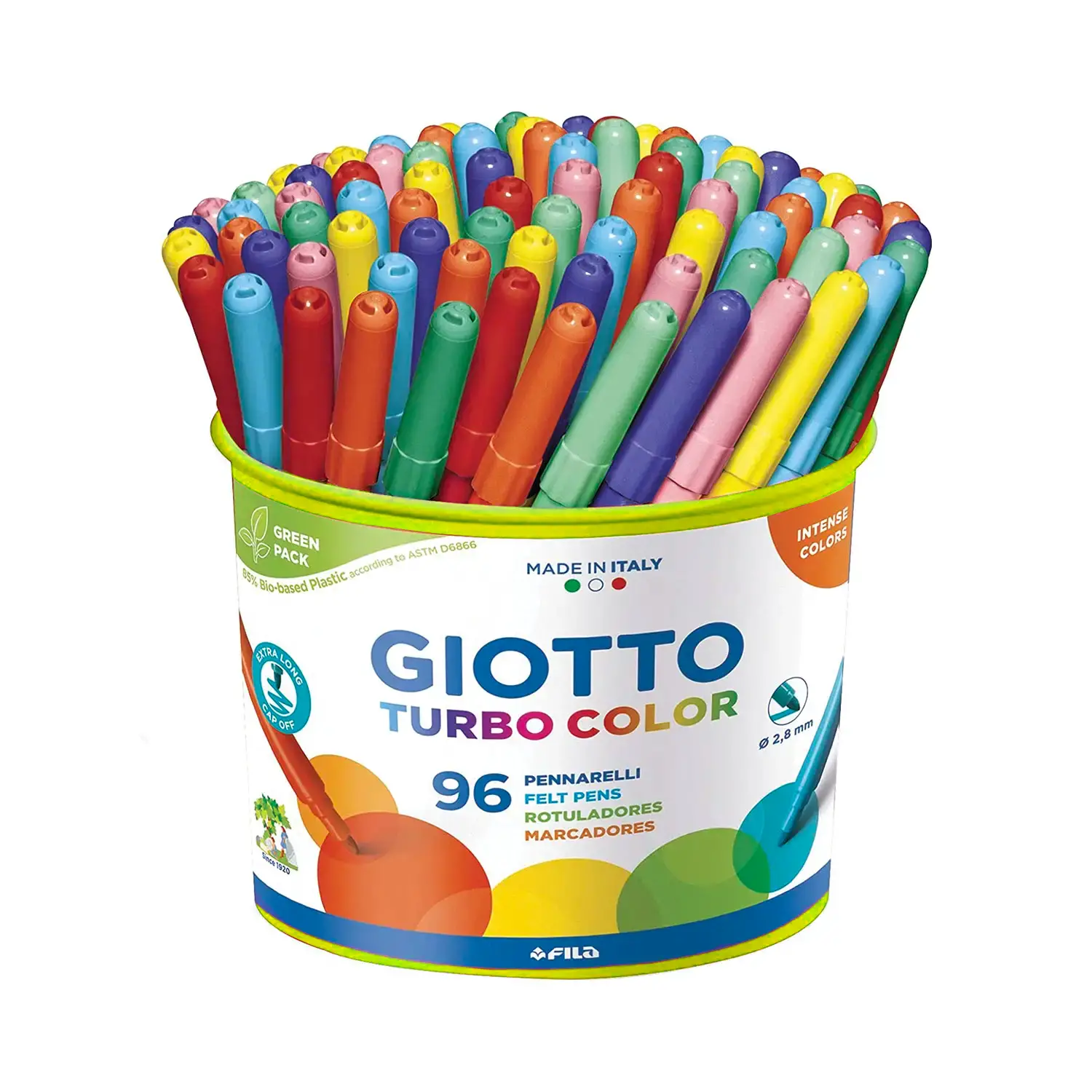 Pennarelli Turbo Color Giotto – Barattolo da 96 Colori Brillanti - Pennarelli