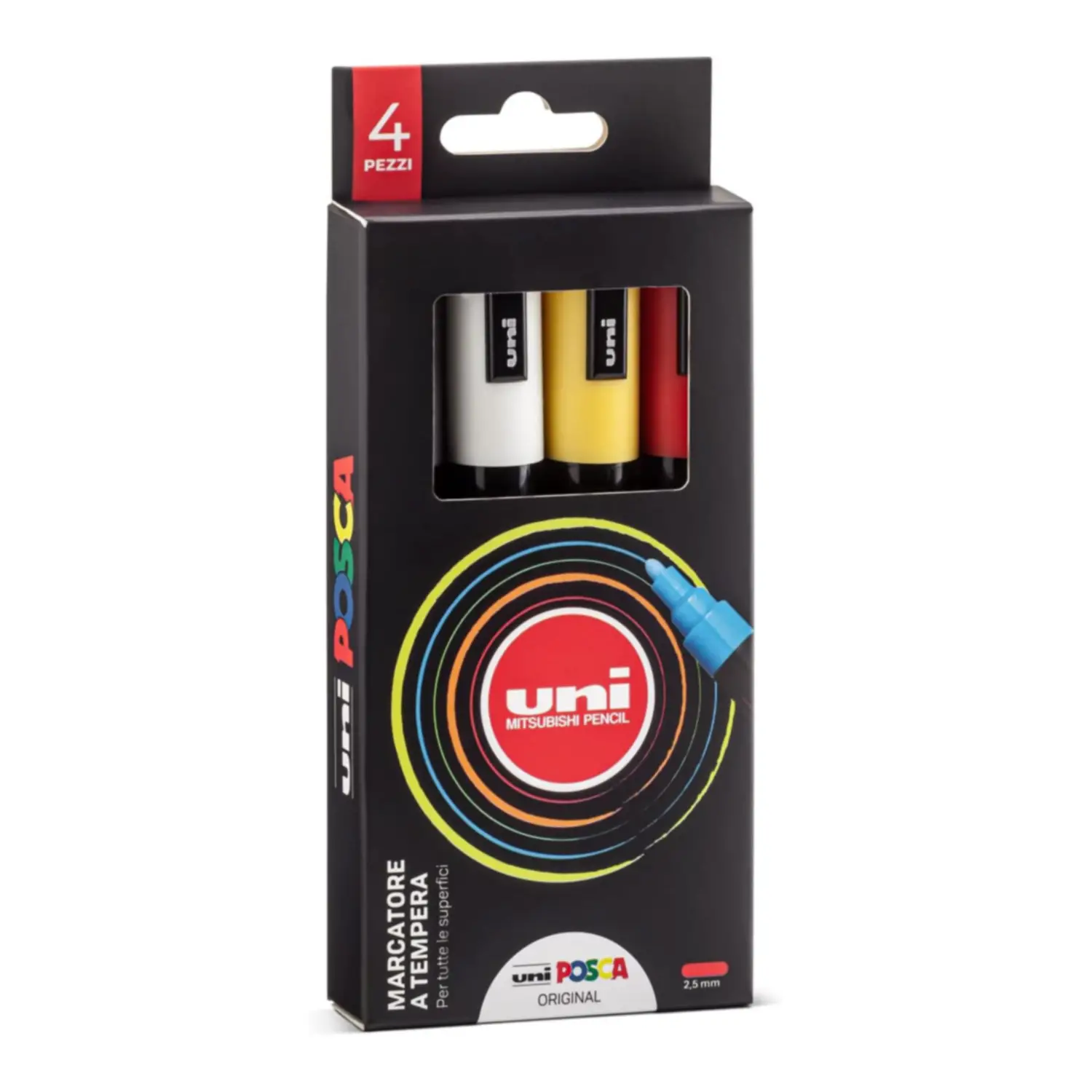 Uni Posca Punta Media – Astuccio 4 Colori - Pennarelli