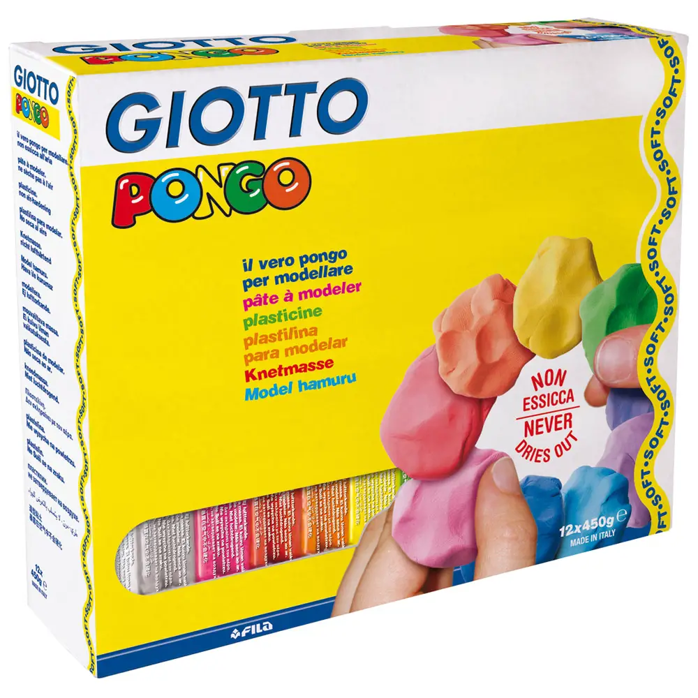 Plastilina Pongo Scultore Giotto – 12 Panetti da 450g (Assortita in 5 Colori) - Paste per modellare