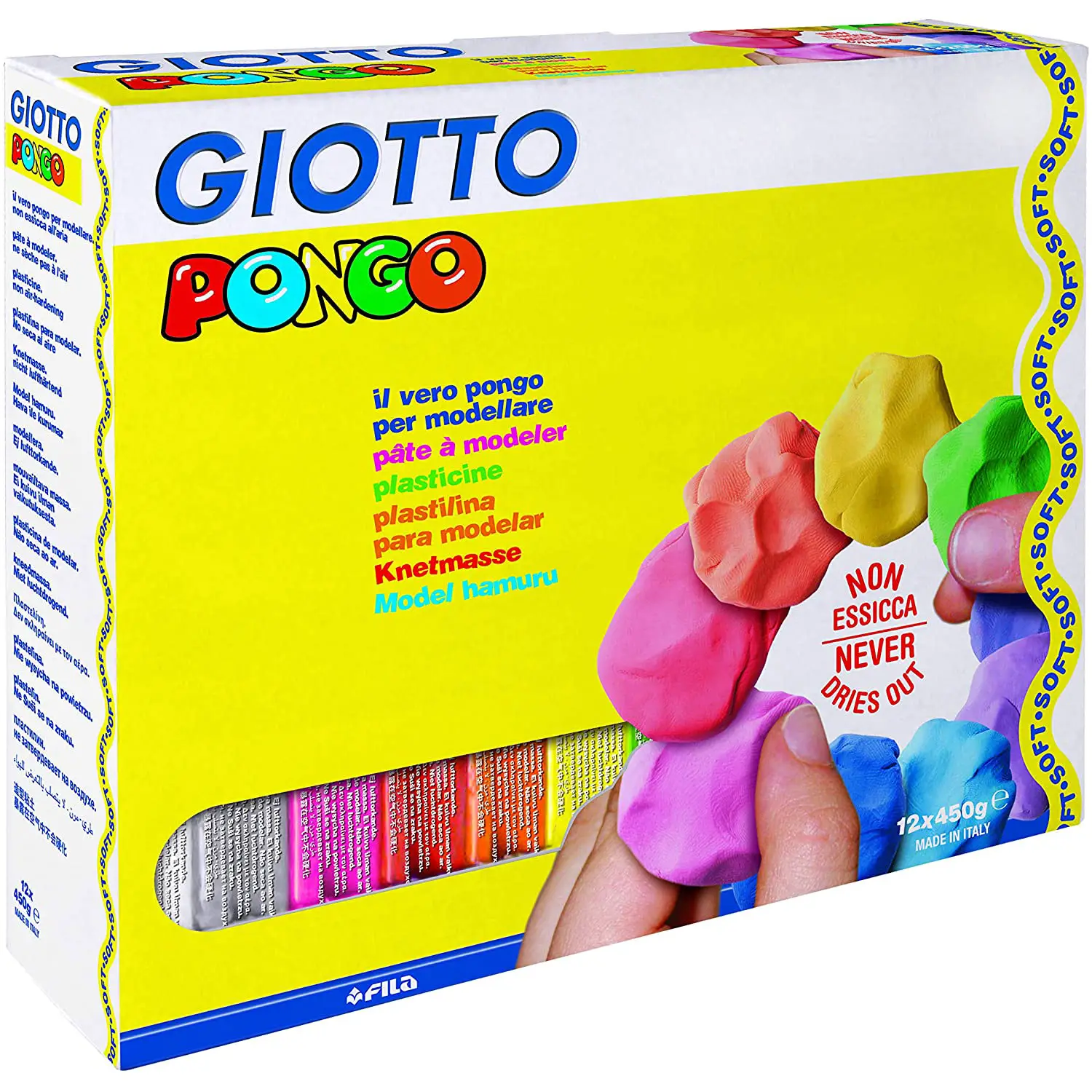 Plastilina Pongo Scultore Giotto – 12 Panetti da 450 g in 12 Colori - Paste per modellare