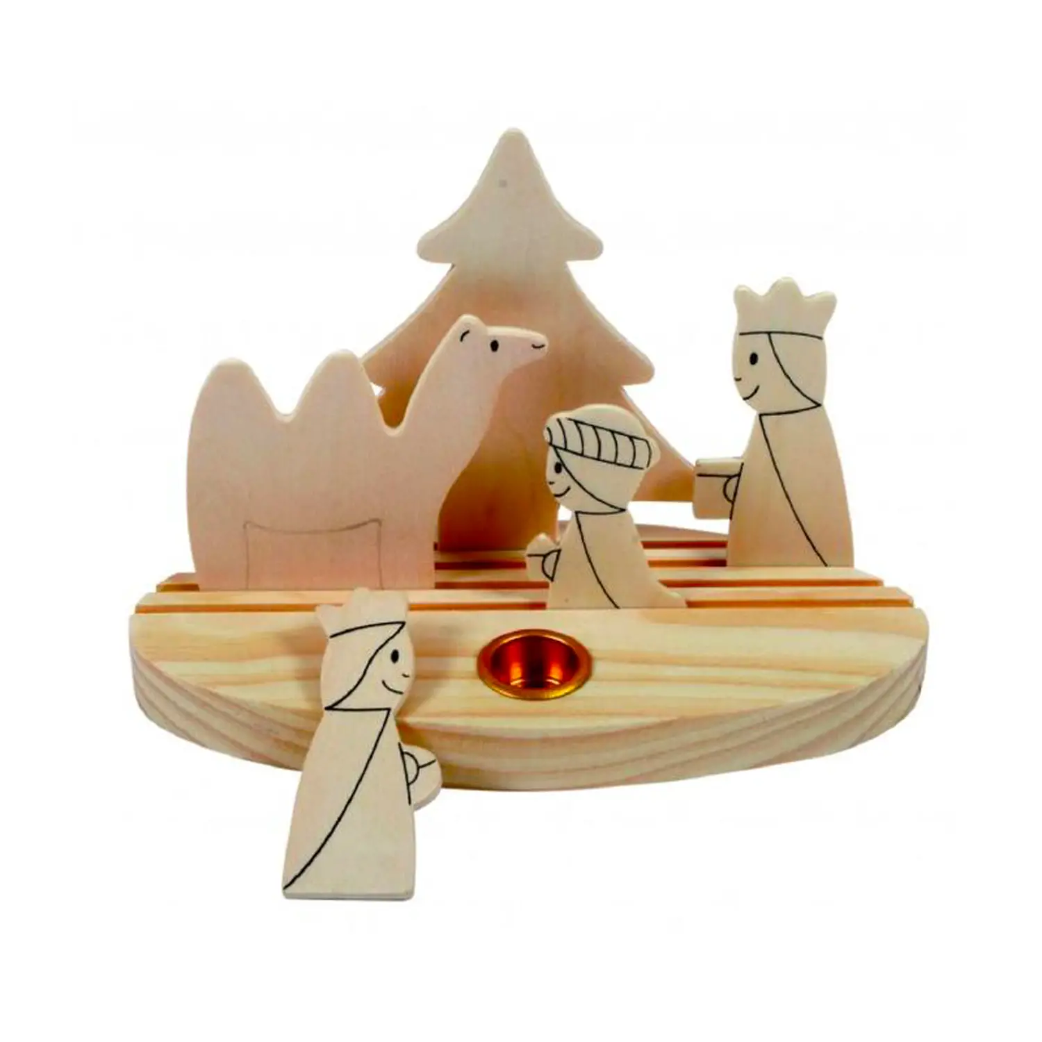 Portacandela Presepe in Legno da Decorare - 15 x 10 cm - Soggetti in legno