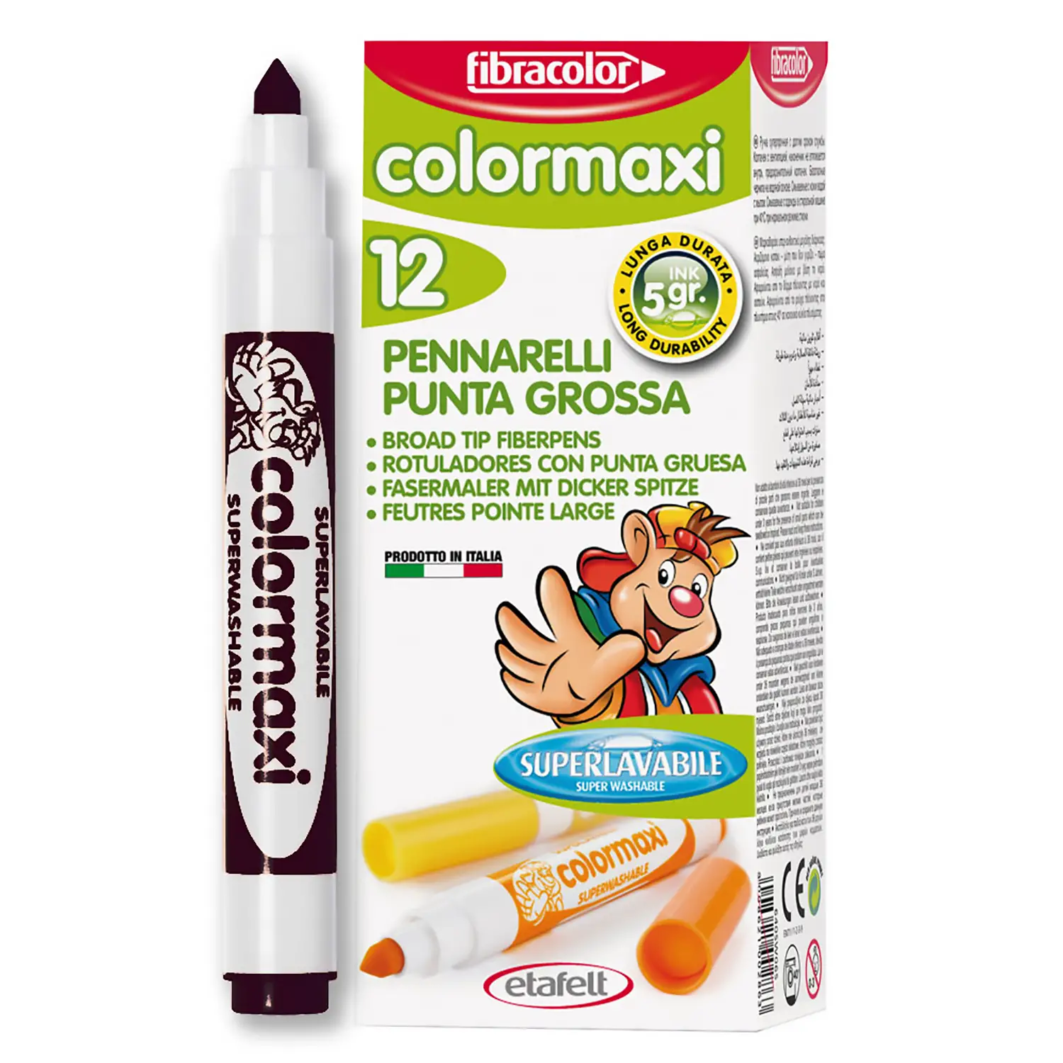 Fibracolor Colormaxi Pennarelli – Set 12 Pennarelli - Nero - Pennarelli