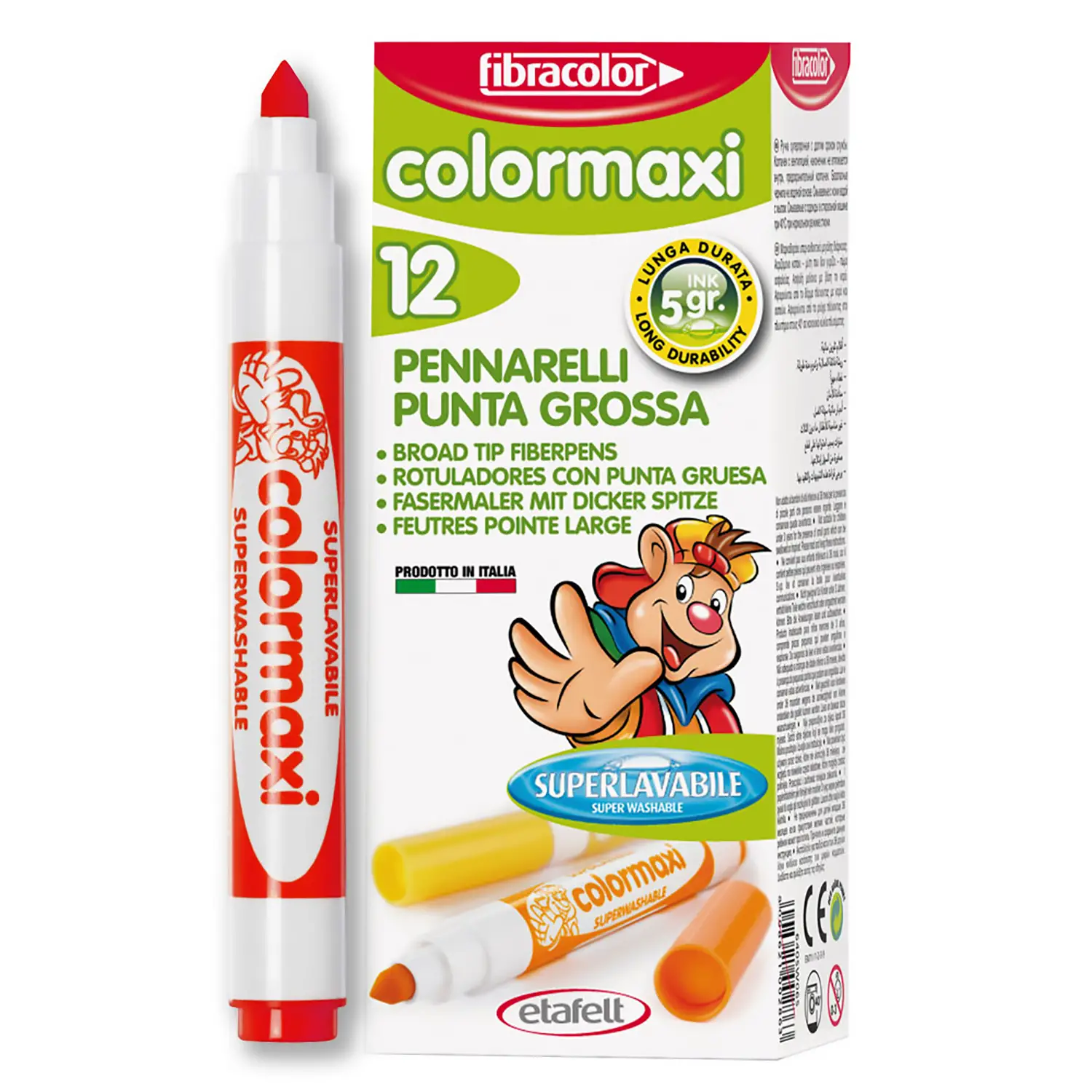 Fibracolor Colormaxi Pennarelli – Set 12 Pennarelli - Rosso - Pennarelli