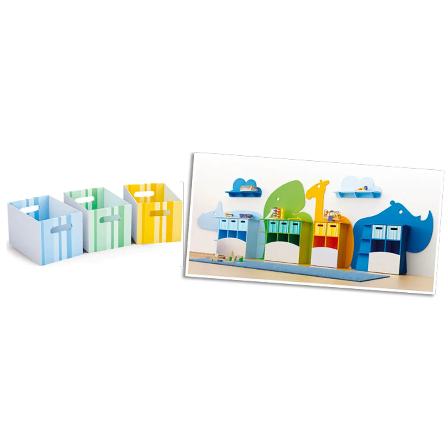 Cassetti Animals Verdi Set 2 Pezzi - Arredo Nido e Infanzia