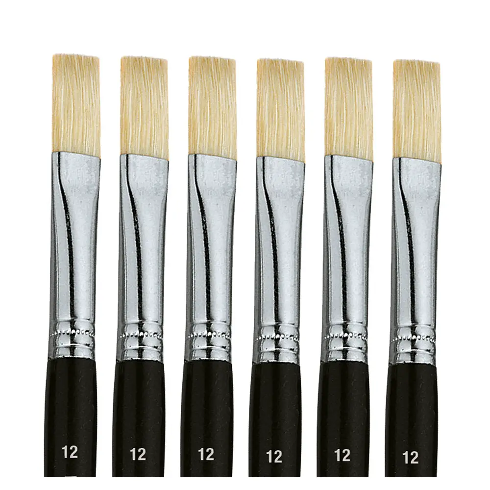 Pennelli in Setola Punta Piatta - Misura n. 12 – Set 6 pezzi - Pennelli e accessori