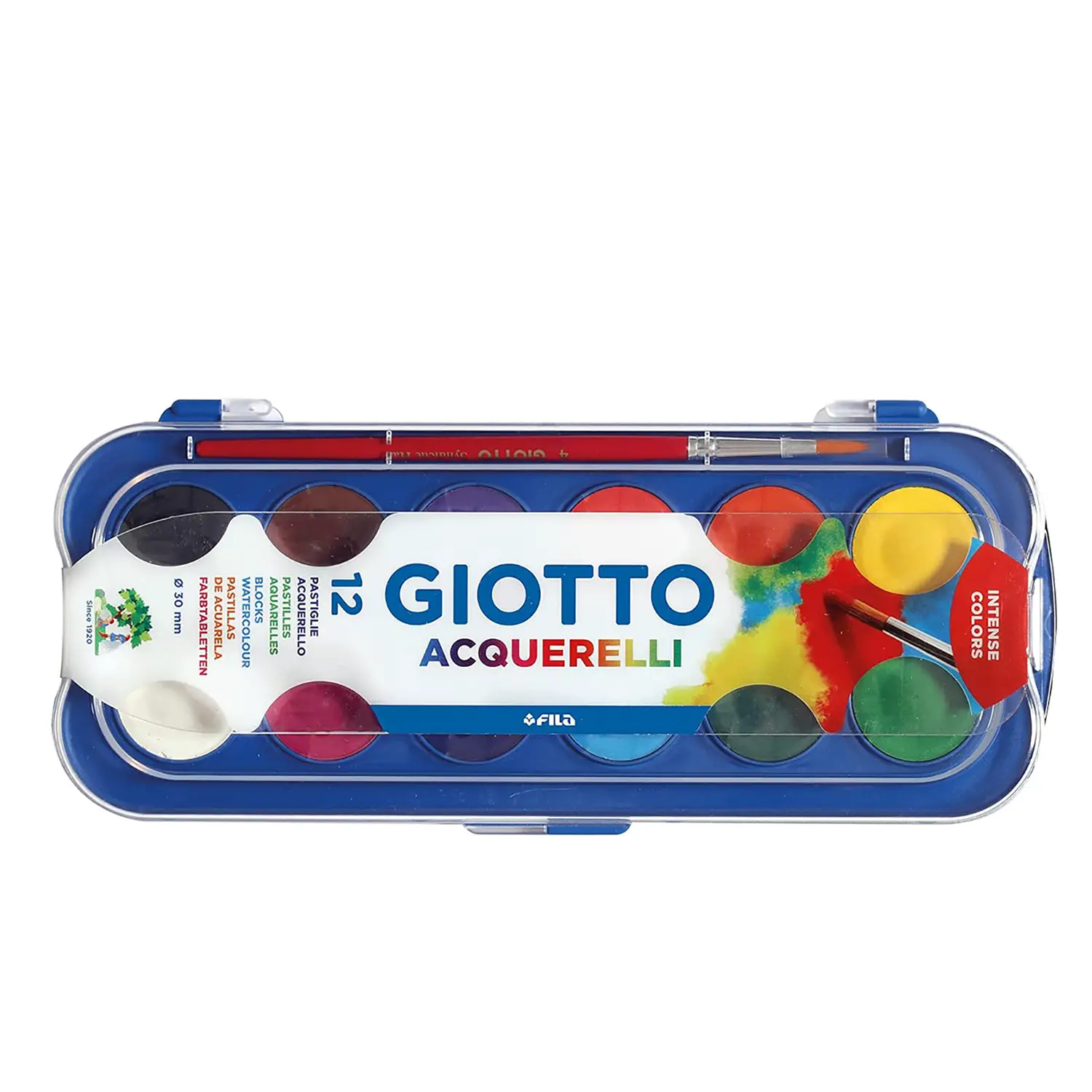 Acquerelli Giotto – Confezione da 12 Pastiglie con Pennello - Inchiostri e acquerelli