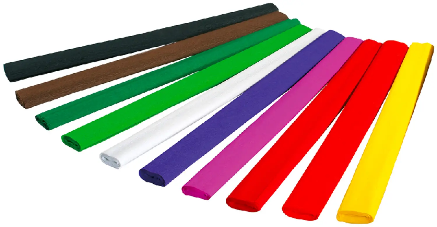 Carta Crespa Premium Leggera Assortita – Confezione da 50 Rotoli in 10 Colori - 50 cm x 2,5 m - Carta e cartoncino