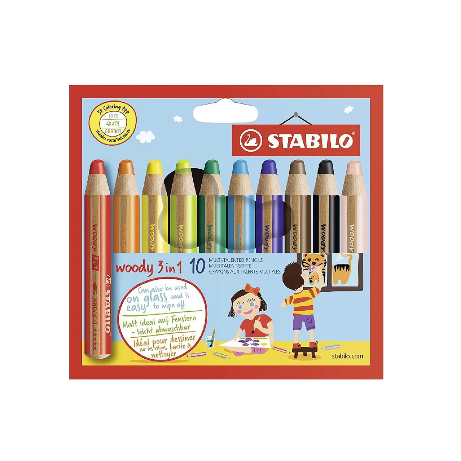 Pastelloni Colorati Woody Stabilo – Set da 10 Pezzi - Pastelli