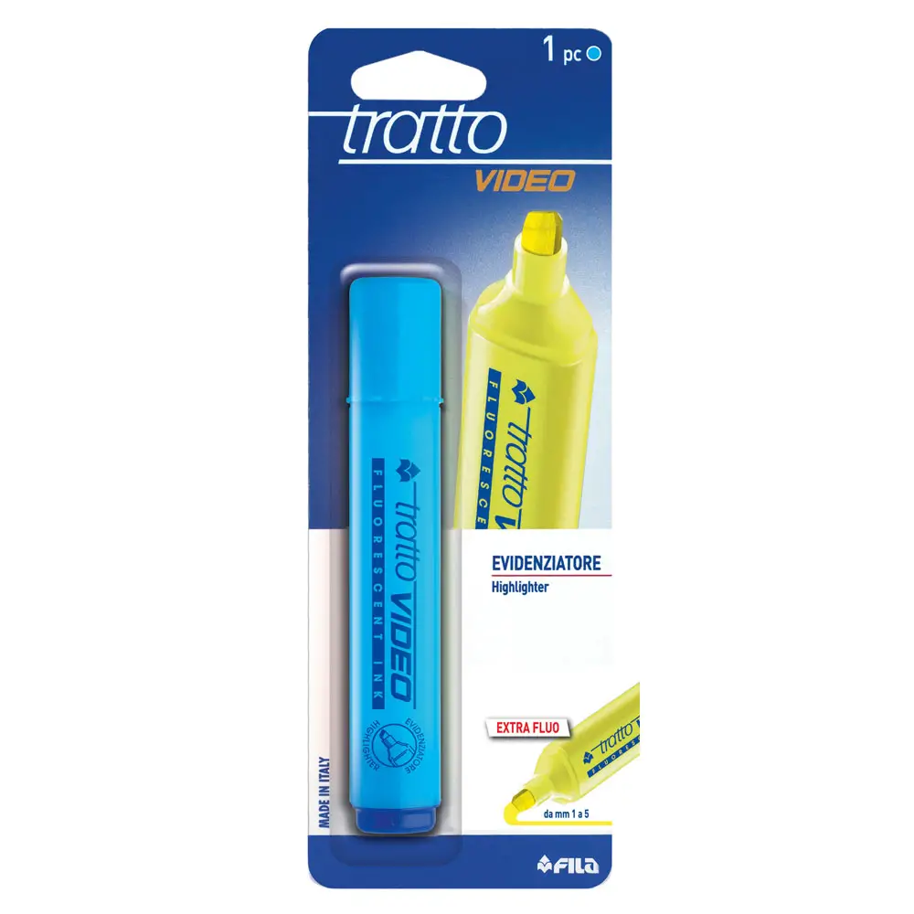 Evidenziatore Tratto Video Blister FILA – Azzurro - penne pennarelli ufficio