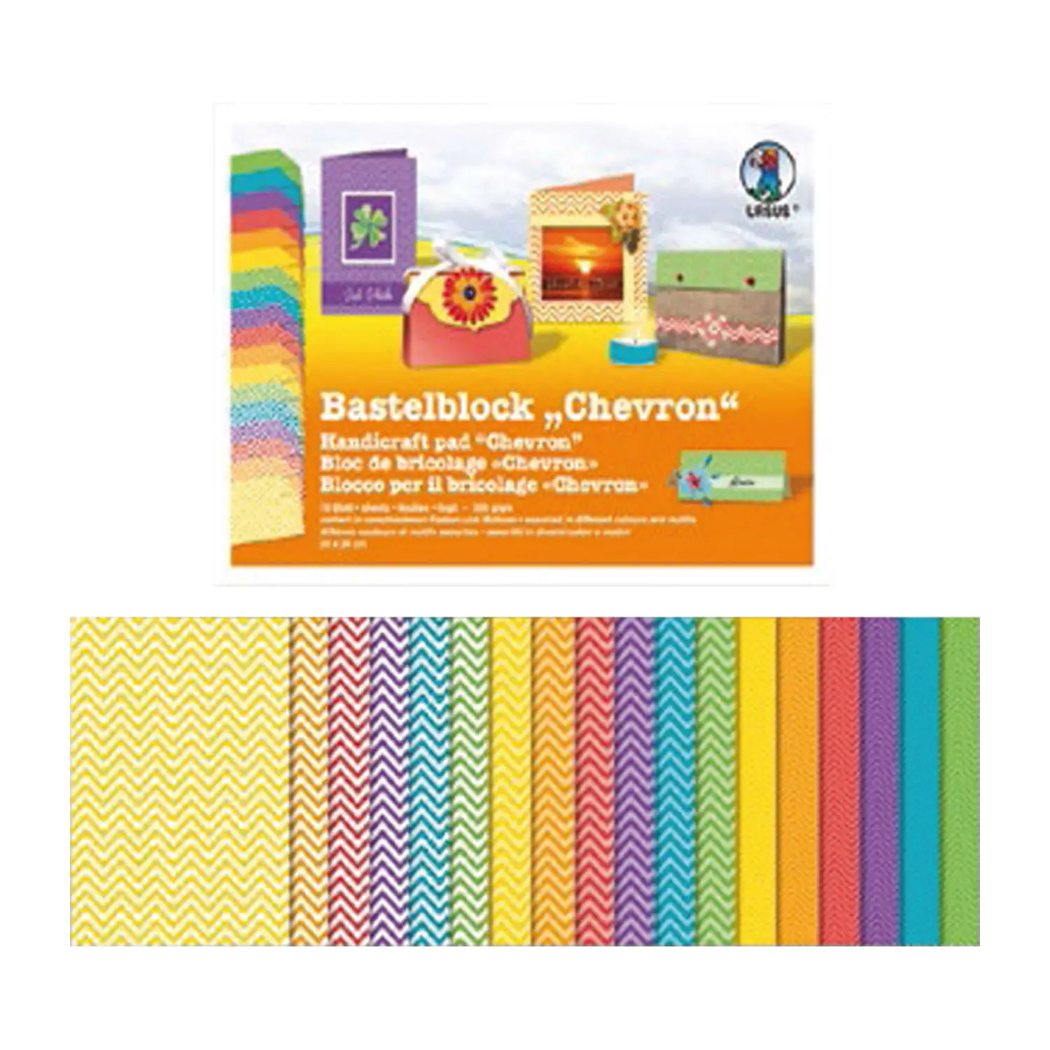 Cartoncino Multicolor Fantasia Spigato 18 fogli 300 gr/mq cm 24x34 - Carta e cartoncino