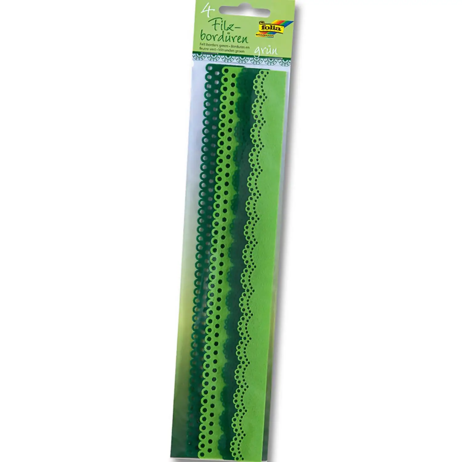 Bordi di Pizzo in Feltro Toni di Verde – 4 Pezzi da 30 cm - Rafia, nastri e cordoncini