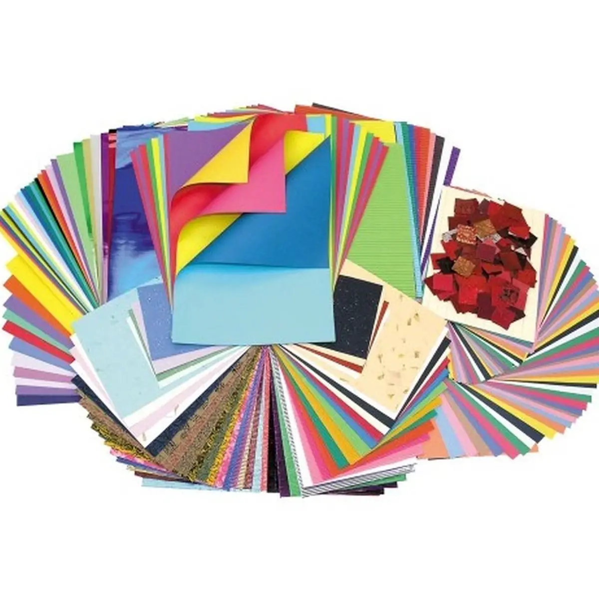 Grande Assortimento Cartoncini – 200 Pezzi – Materiale Creativo per Bambini - Carta e cartoncino