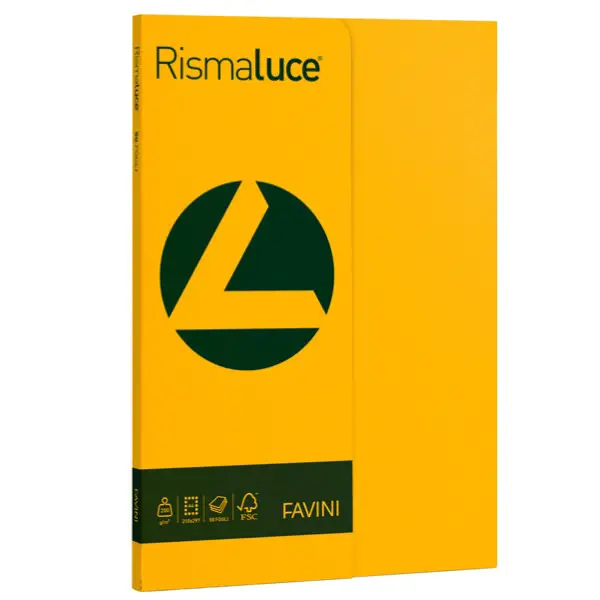 Carta Colorata Rismaluce A4 200 gr – 50 Fogli - Giallo Oro - Carta e cartoncino