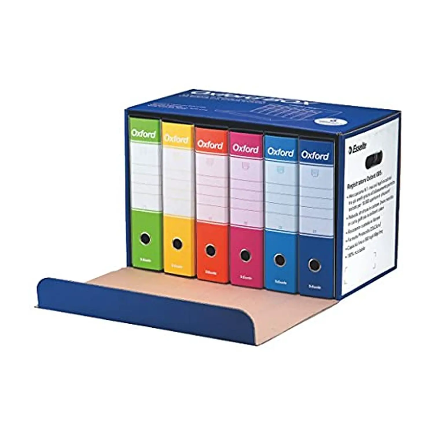 Box 6 Registratori Esselte Oxford A4 Colormix 23x33x8 cm – Set Multicolore - Archiviazione