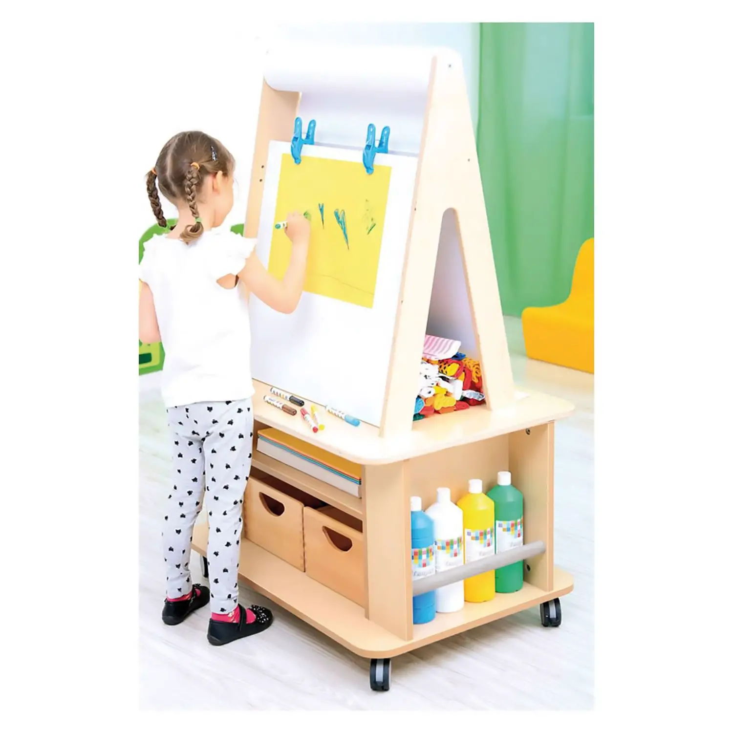 Carrello dell’Artista per Scuola dell’Infanzia – Carrello Creativo con Cavalletto - L'angolo della pittura
