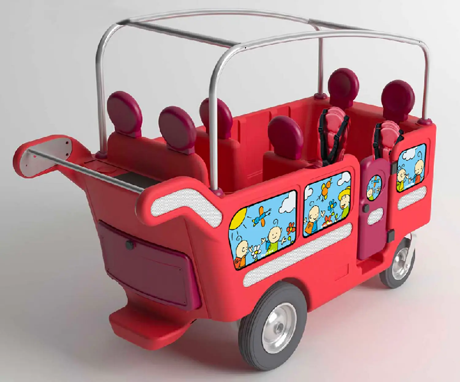Carrozzino 6 Posti Espresso Granturismo a Spinta Manuale con Accessori, Rosso - Carrozzine multiposto