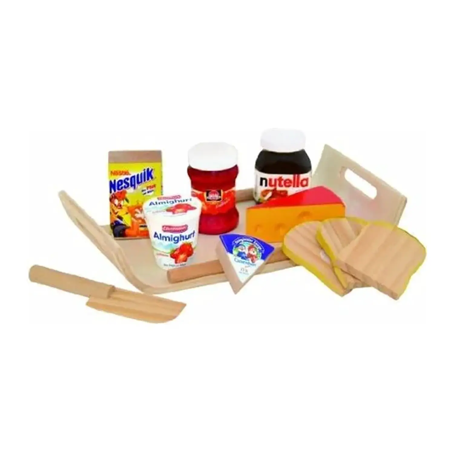 Vassoio con Merenda – Set di Gioco in Legno - Alimenti, mercatini, stoviglie