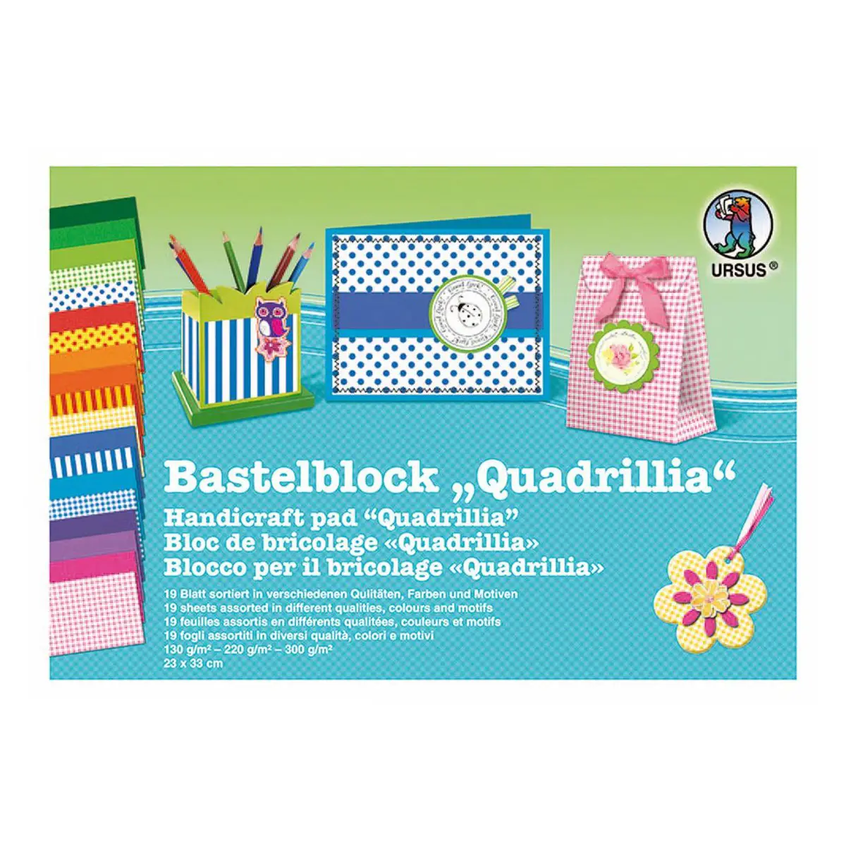 Cartoncini Quadrilla cm 23x33, 19 motivi 130, 220 e 300 gr/mq - Carta e cartoncino