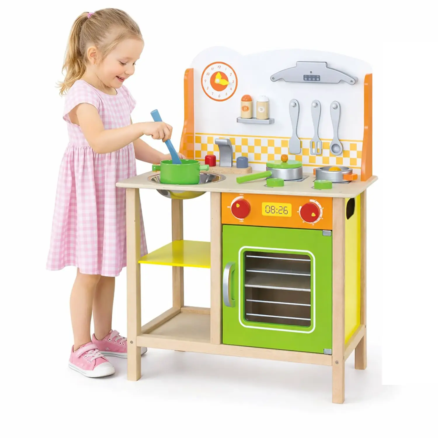 Cucina Funny in Legno Viga – Cucina Giocattolo in Legno FSC con Accessori - Cucine e gioco simbolico