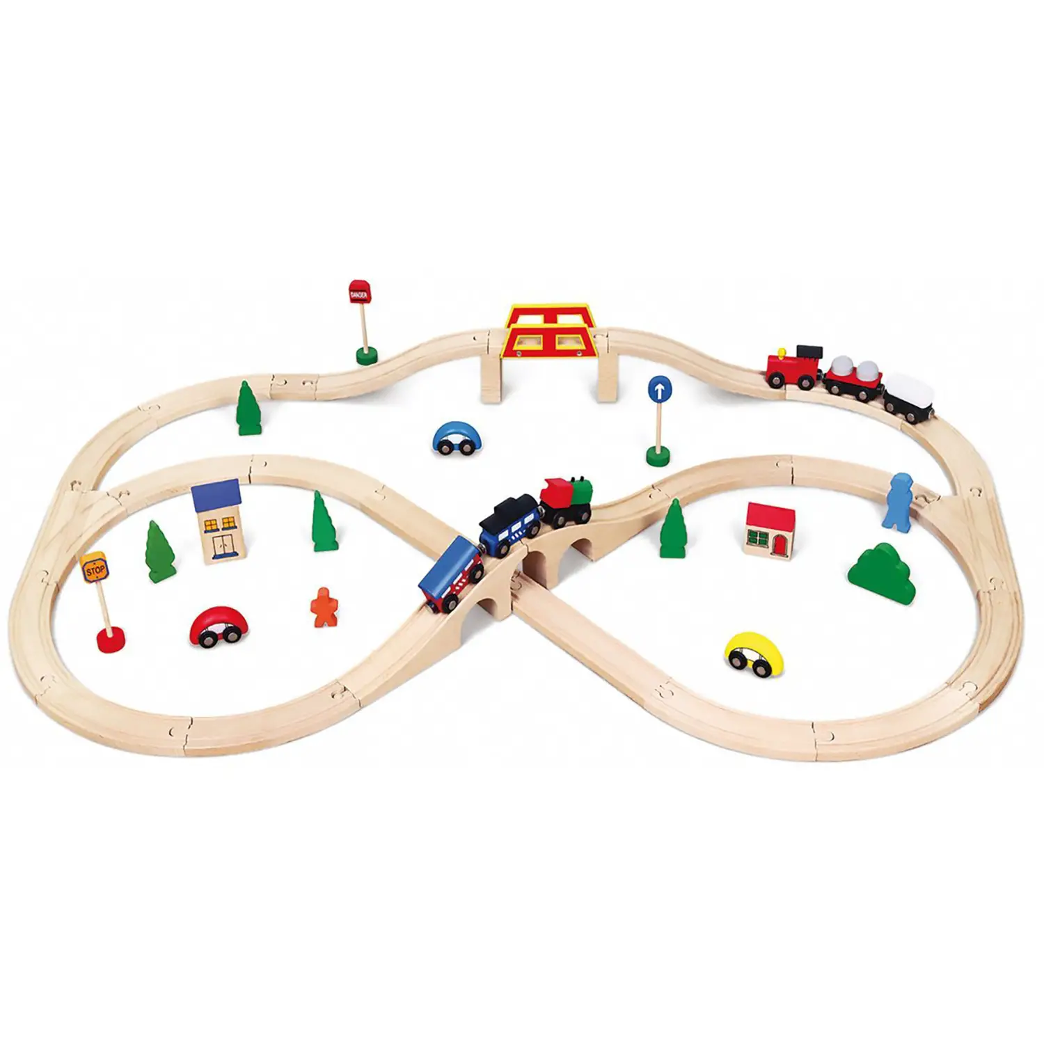 Percorso in Legno Pista Ferrovia 40 Elementi - Veicoli, garage e piste