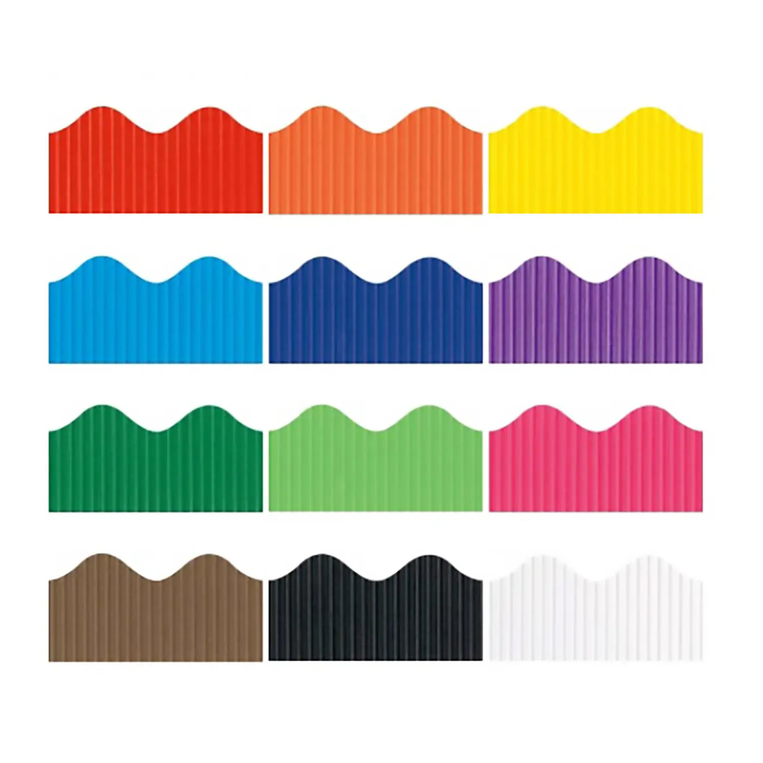 Bordi Cartone Ondulato Assortimento 12 Rotoli da 15 mt. In 12 Colori Creativi - Carta e cartoncino