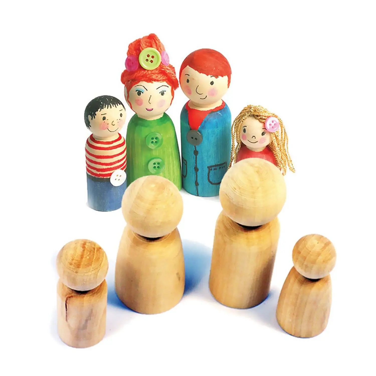 Pupazzi in Legno da Decorare 6-7-8-9 cm 8 Pezzi - Soggetti in legno