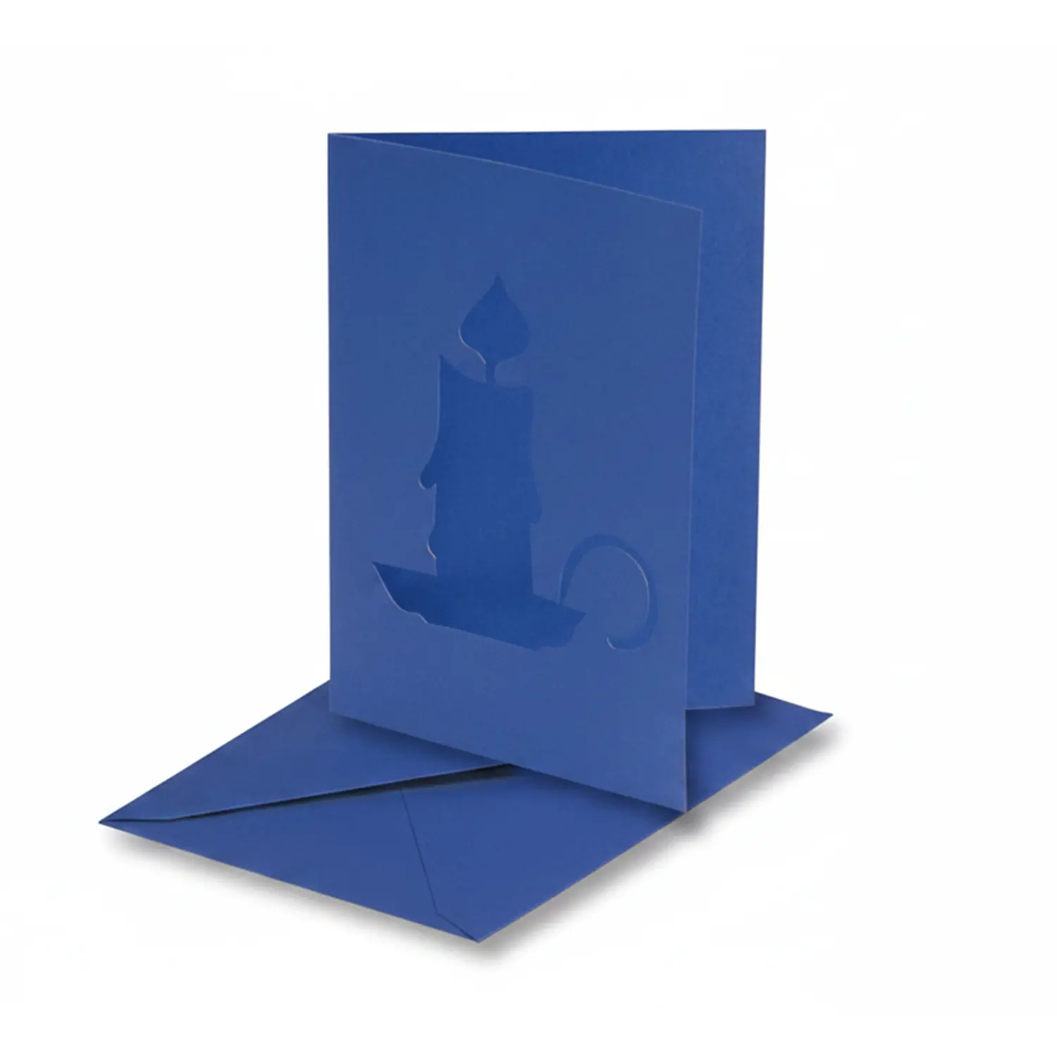 Cartoncini Augurali con Candela Fustellata Blu – Biglietti a Libro – Set 5 Pezzi - Carta e cartoncino