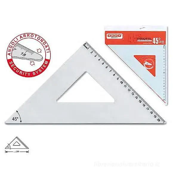 Squadra 45° Profil in Alluminio – Ipotenusa 30 cm - Disegno tecnico