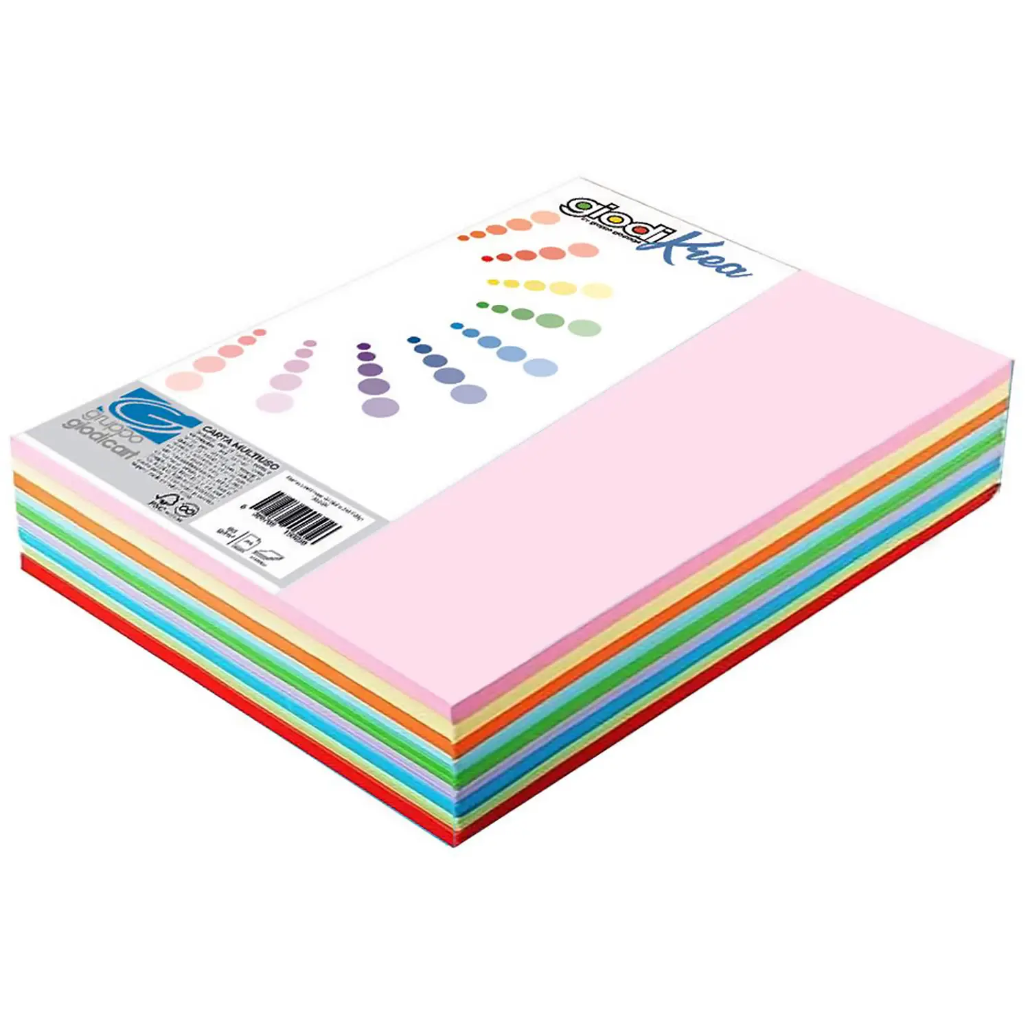 Risma A3 Carta Giodikrea 200 gr - 200 Fogli Assortiti Colori Intensi - Carta e cartoncino