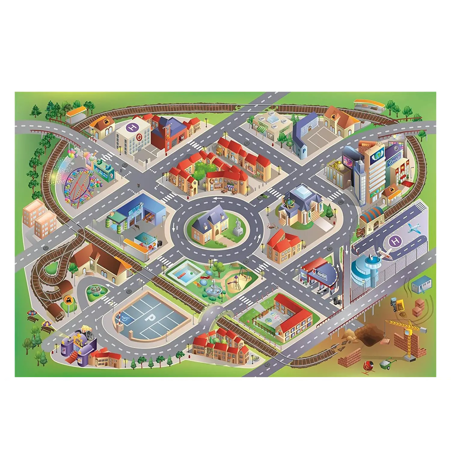 Tappeto Gioco Percorso Città – Cm 100x150 - Tappeti per il gioco
