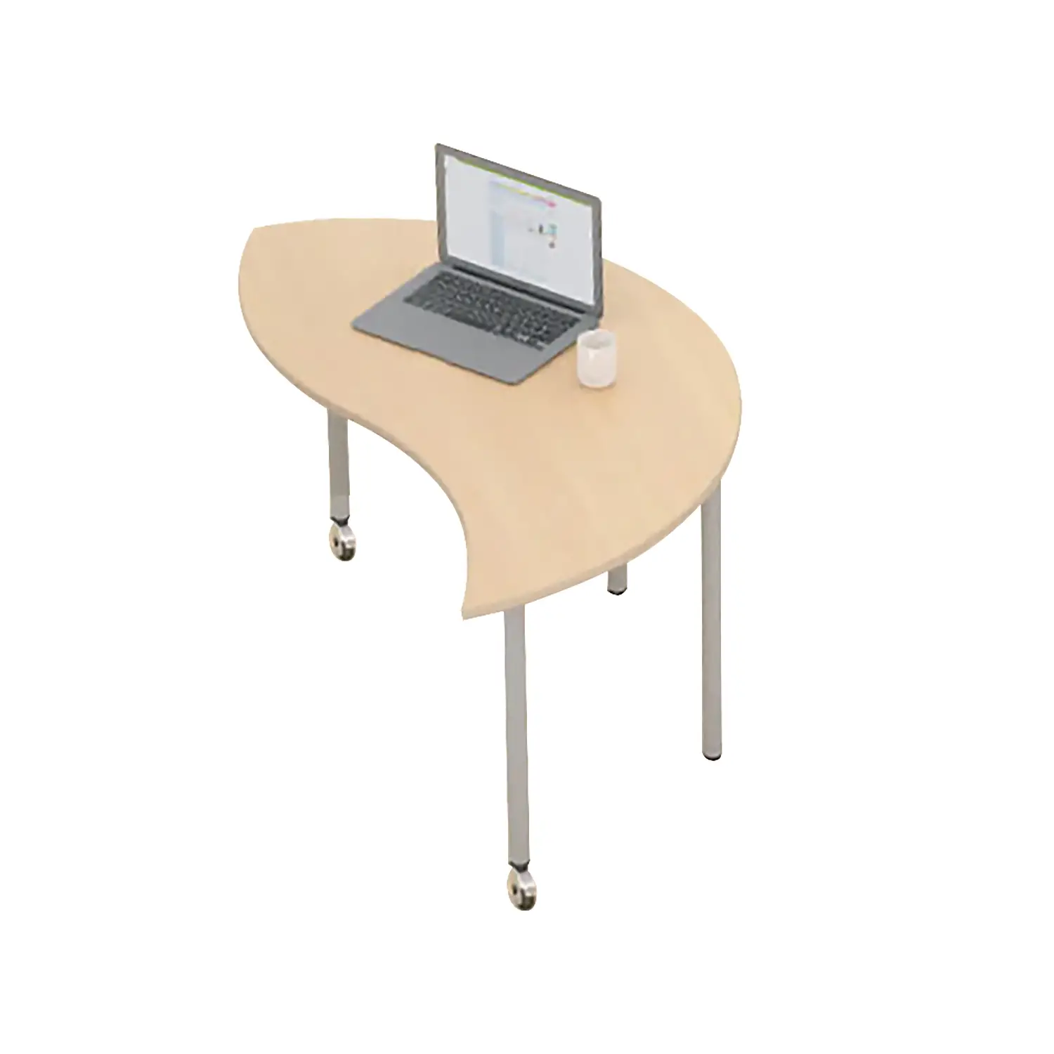 Tavolo Mila Onda con Ruote - Altezza 76 cm - Ideale per la Scuola Secondaria - Arredo scuola dell'obbligo