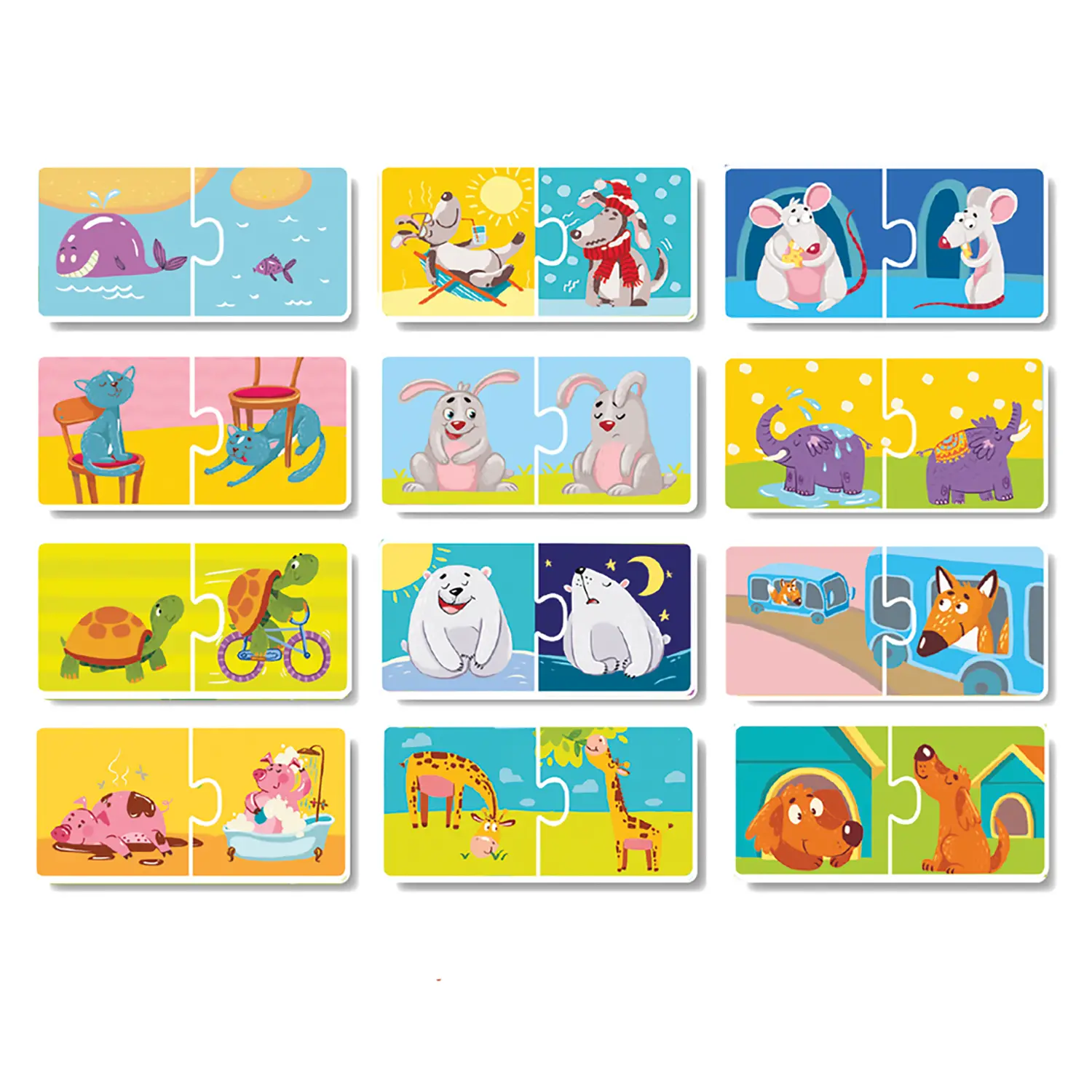 Puzzle Duo Animali Opposti - Associazioni e tombole