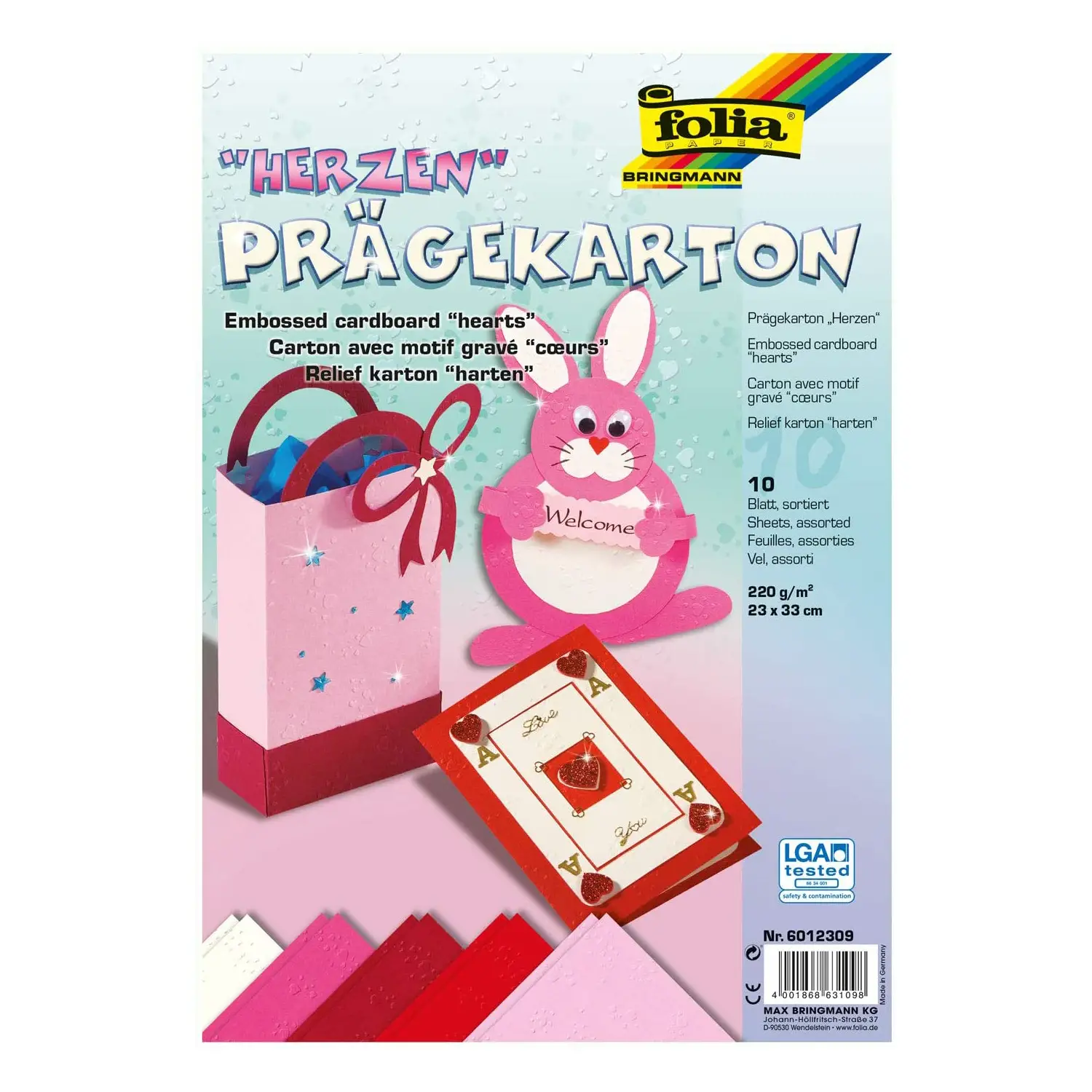 Cartoncino Cuori in Rilievo cm 23x33 220 gr/mq - Carta e cartoncino