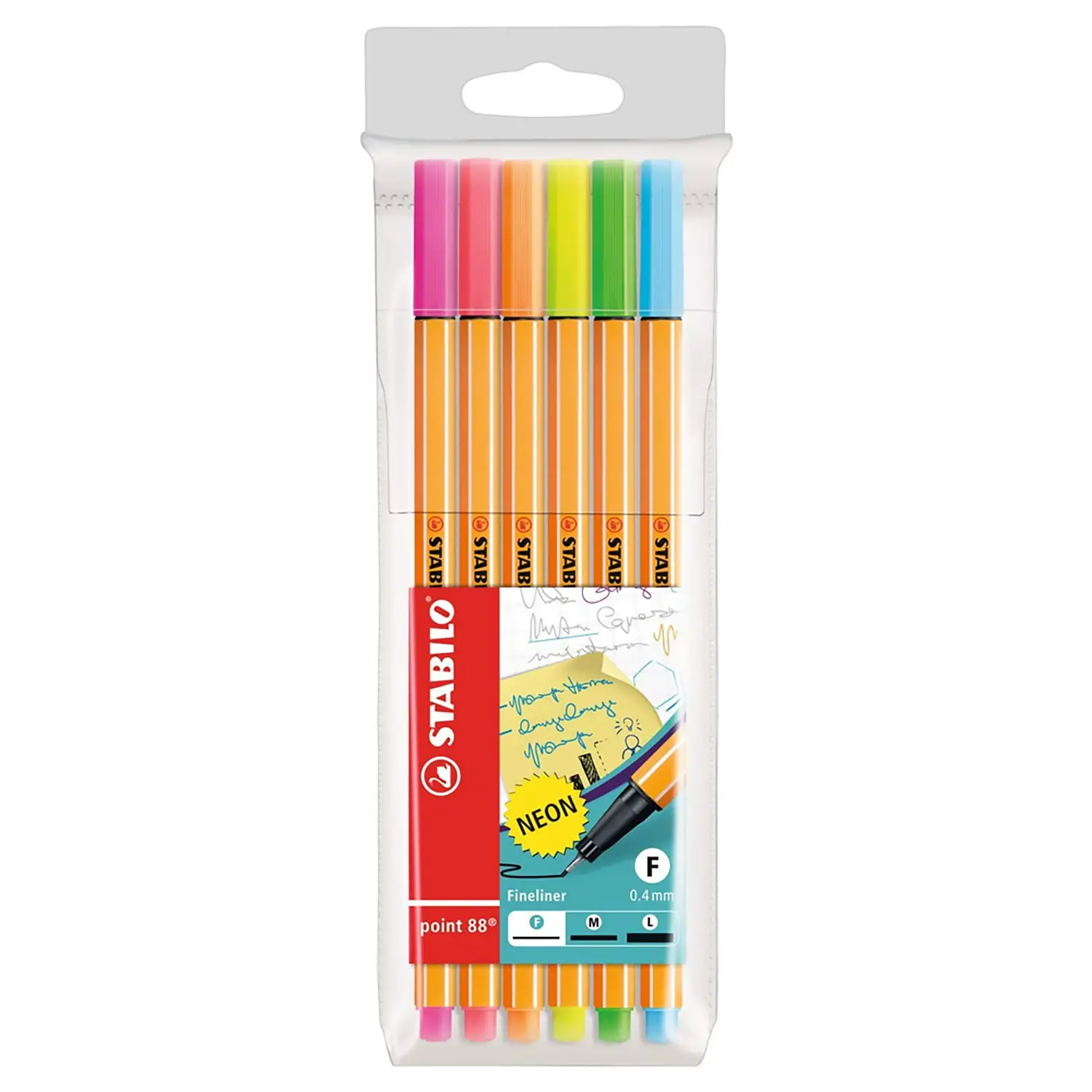 Pennarelli Stabilo Point 88 Neon - Fineliner Punta Fine 0,4 mm - Set 6 Colori - Pennarelli