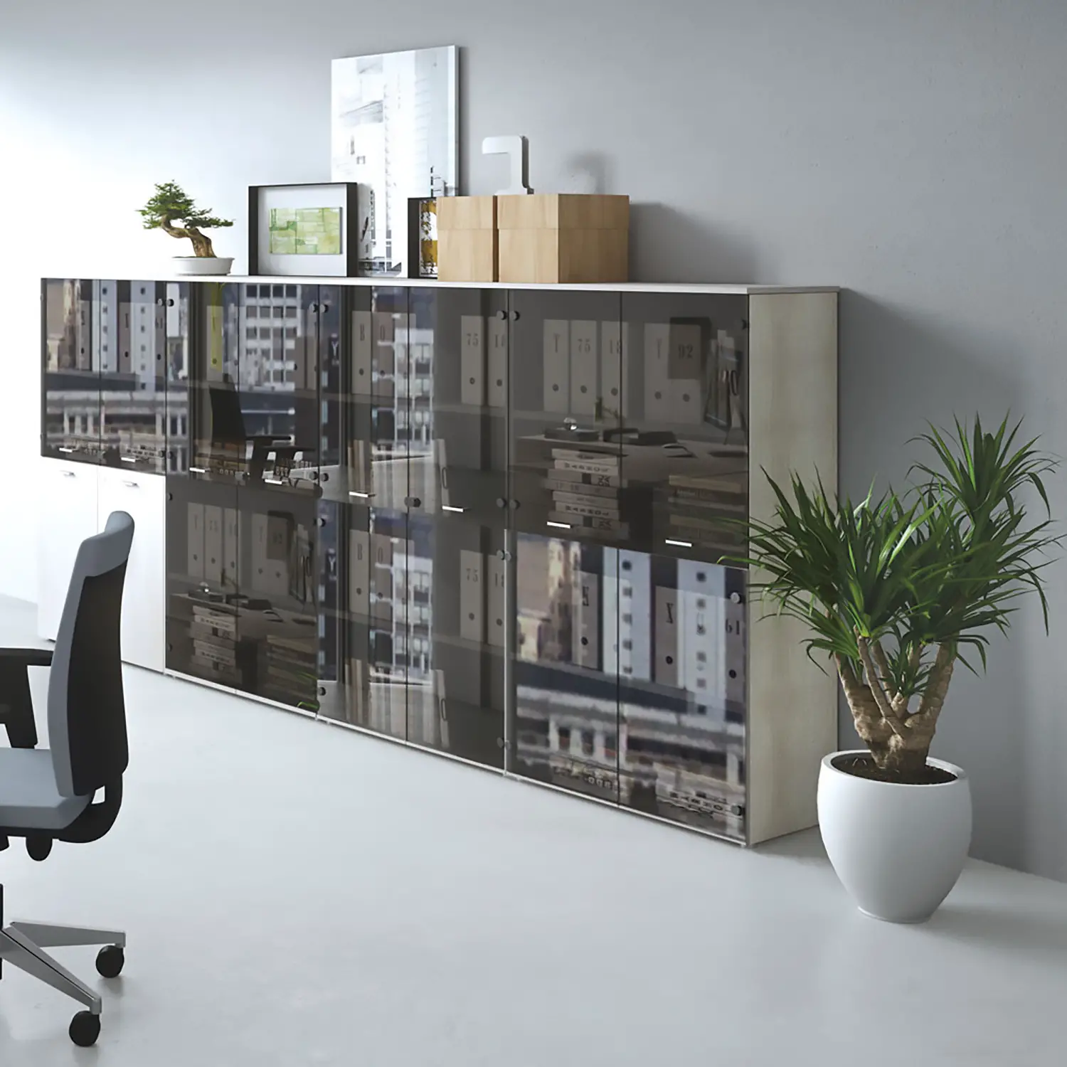 Libreria Kamos con Ante Vetro H169 - Conforme CAM - Arredo per l'ufficio