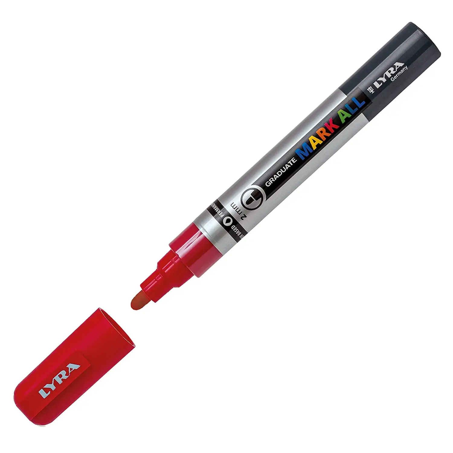 Pennarello Lyra Graduate Mark All - Punta 2 mm - Rosso - Pennarelli