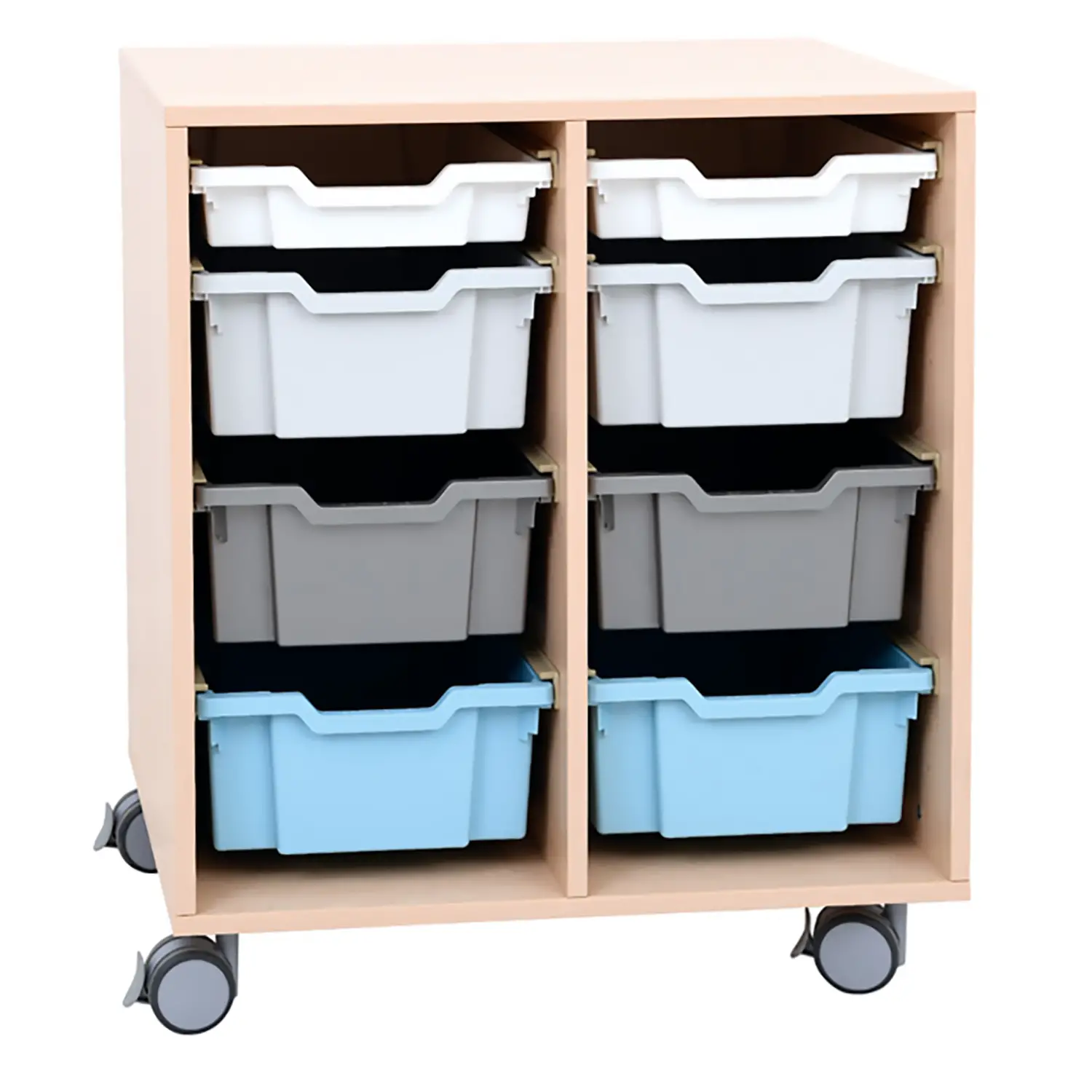 Carrello INNOVA Acero con 8 Cassetti – Mobile Contenitore con Ruote per Arredo Scolastico - Arredo scuola dell'obbligo