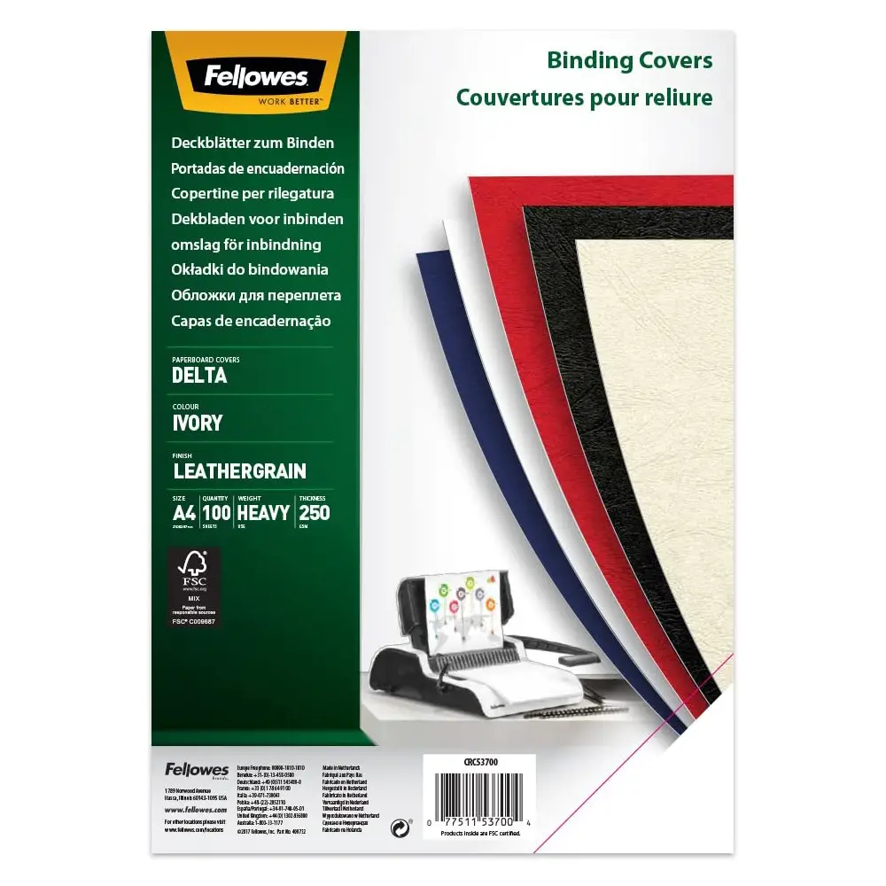 Copertine per Rilegatura Goffrate A4 Avorio – Cartoncino 250 gr - 100 Pezzi - Rilegare e Plastificare