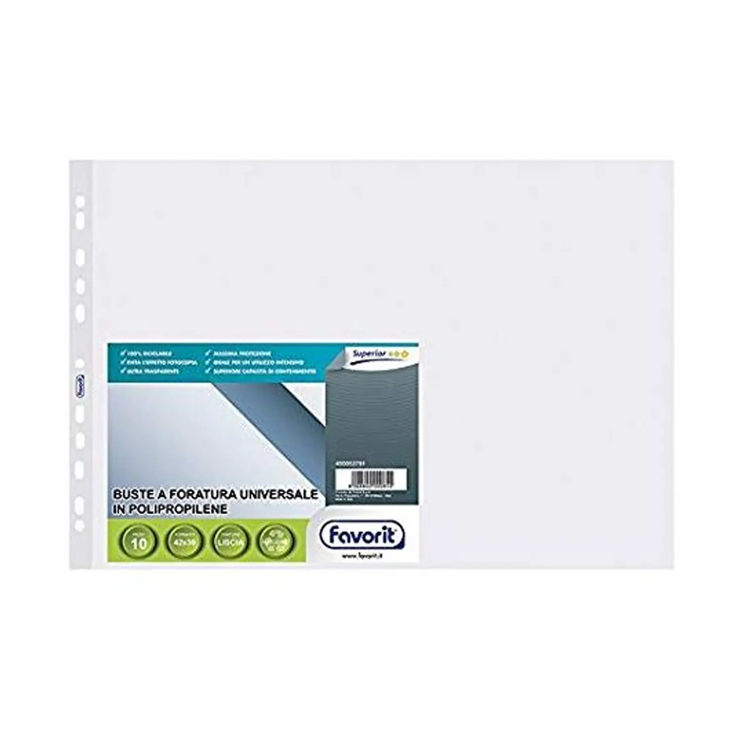 Buste con Perforazione FAVORIT Superior 30x42 cm Orizzontali Lisce – Confezione da 10 Pezzi - Archiviazione