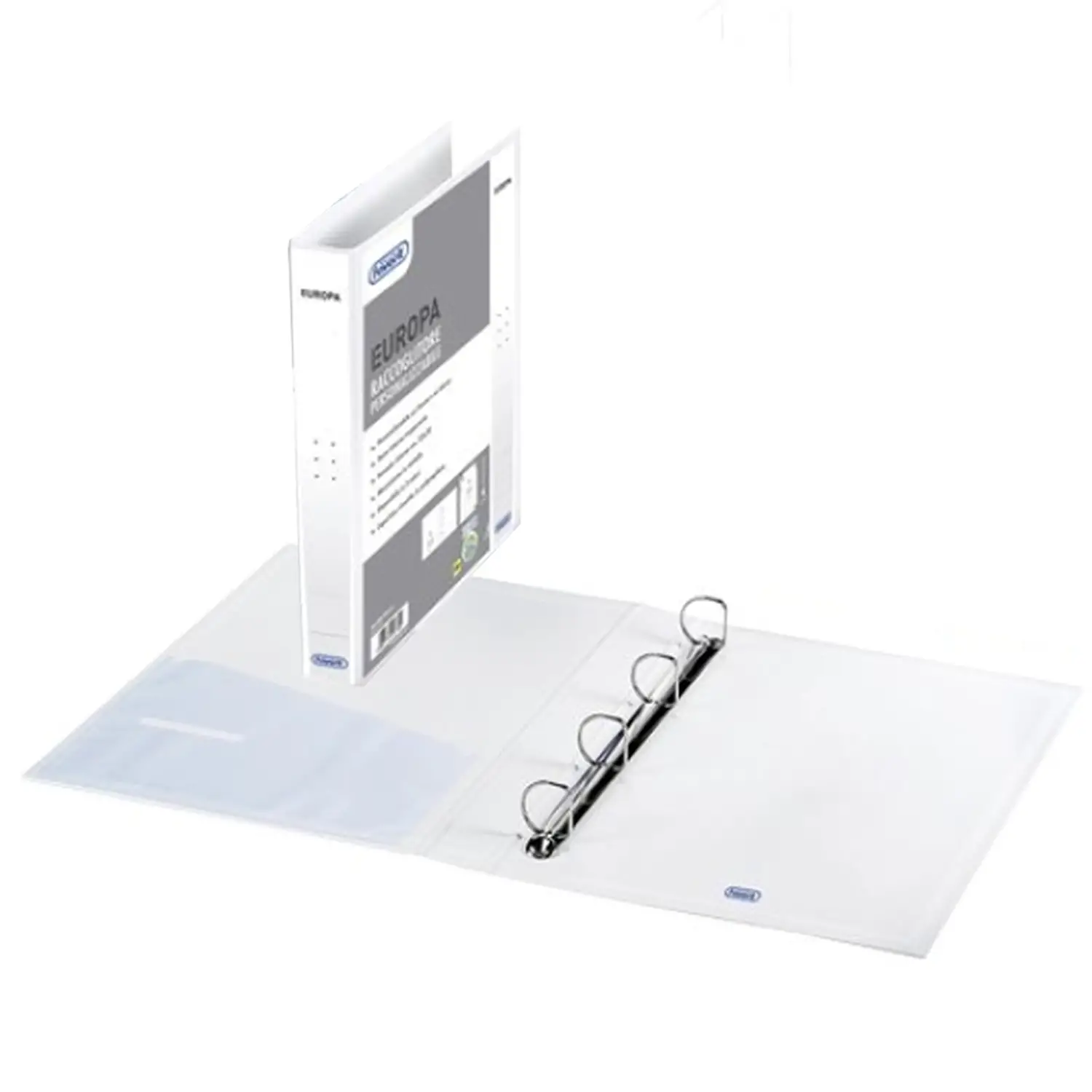 Raccoglitore ad Anelli Personalizzabile 4 Anelli 22x30 cm – Dorso 50 mm Bianco - Archiviazione