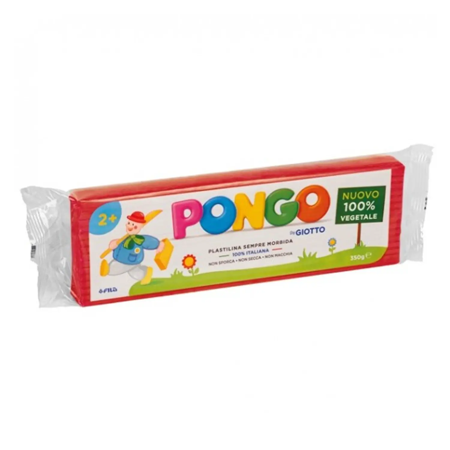 Plastilina Pongo By Giotto – Panetto 350 g Rosso | 100% Vegetale e Sicura - Paste per modellare