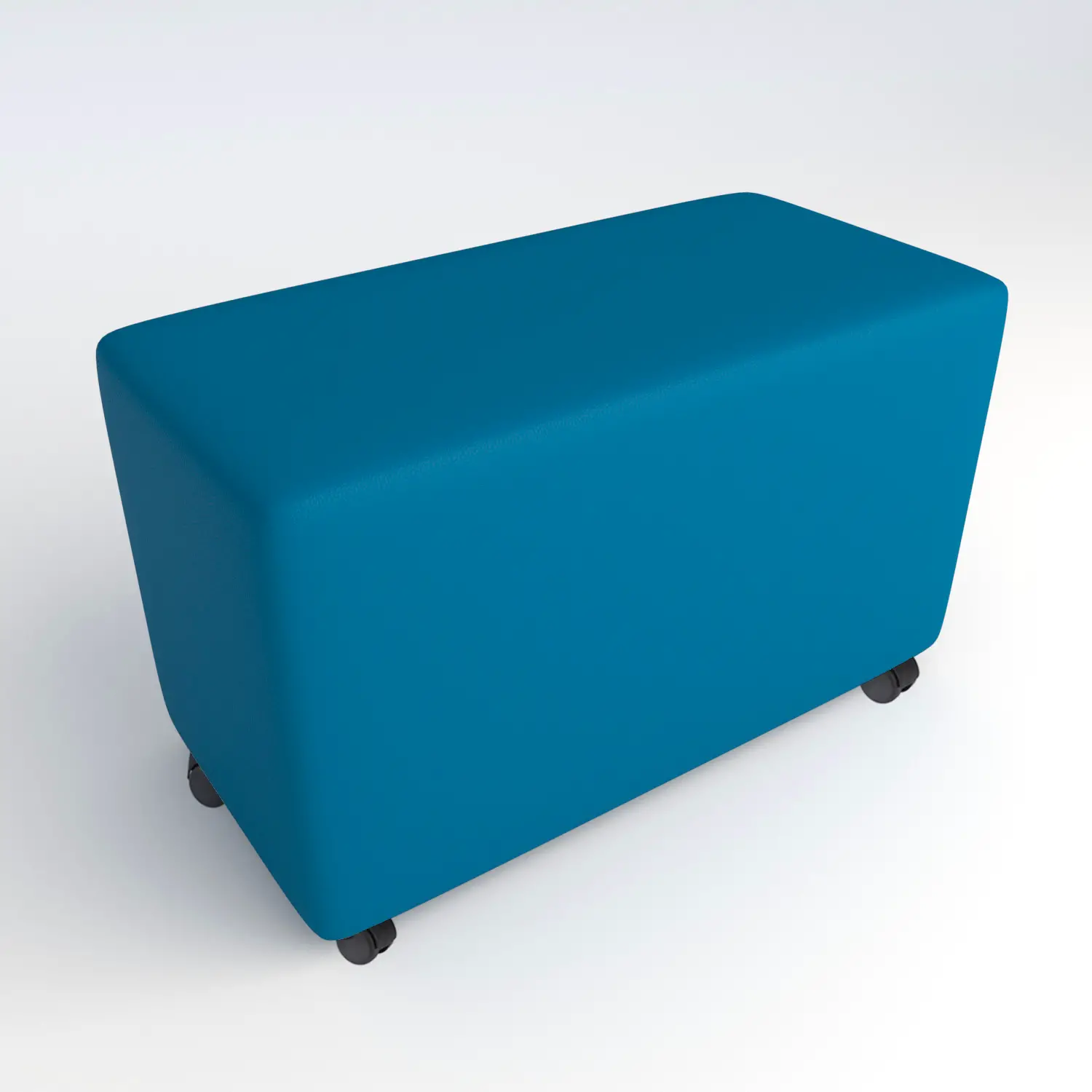 Pouf Ecopelle Ignifugo 2 Posti con Ruote H 46 Azzurro - Salottini e arredi morbidi