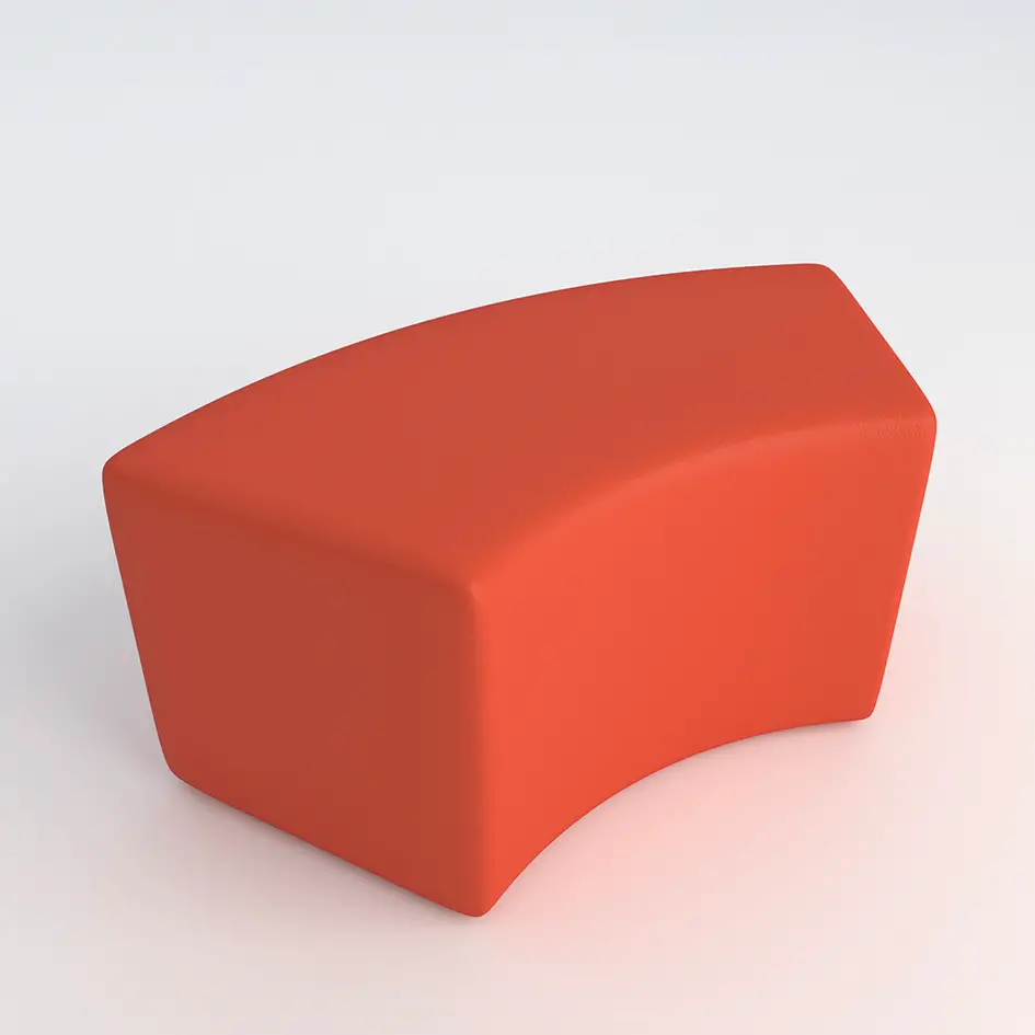Pouf Ecopelle Ignifugo Curvo H 46 Arancio Per Ambienti Scolastici Innovativi - Salottini e arredi morbidi