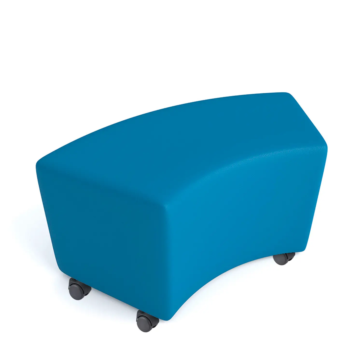 Pouf Ecopelle Ignifugo Curvo con Ruote H 46 Azzurro - Salottini e arredi morbidi