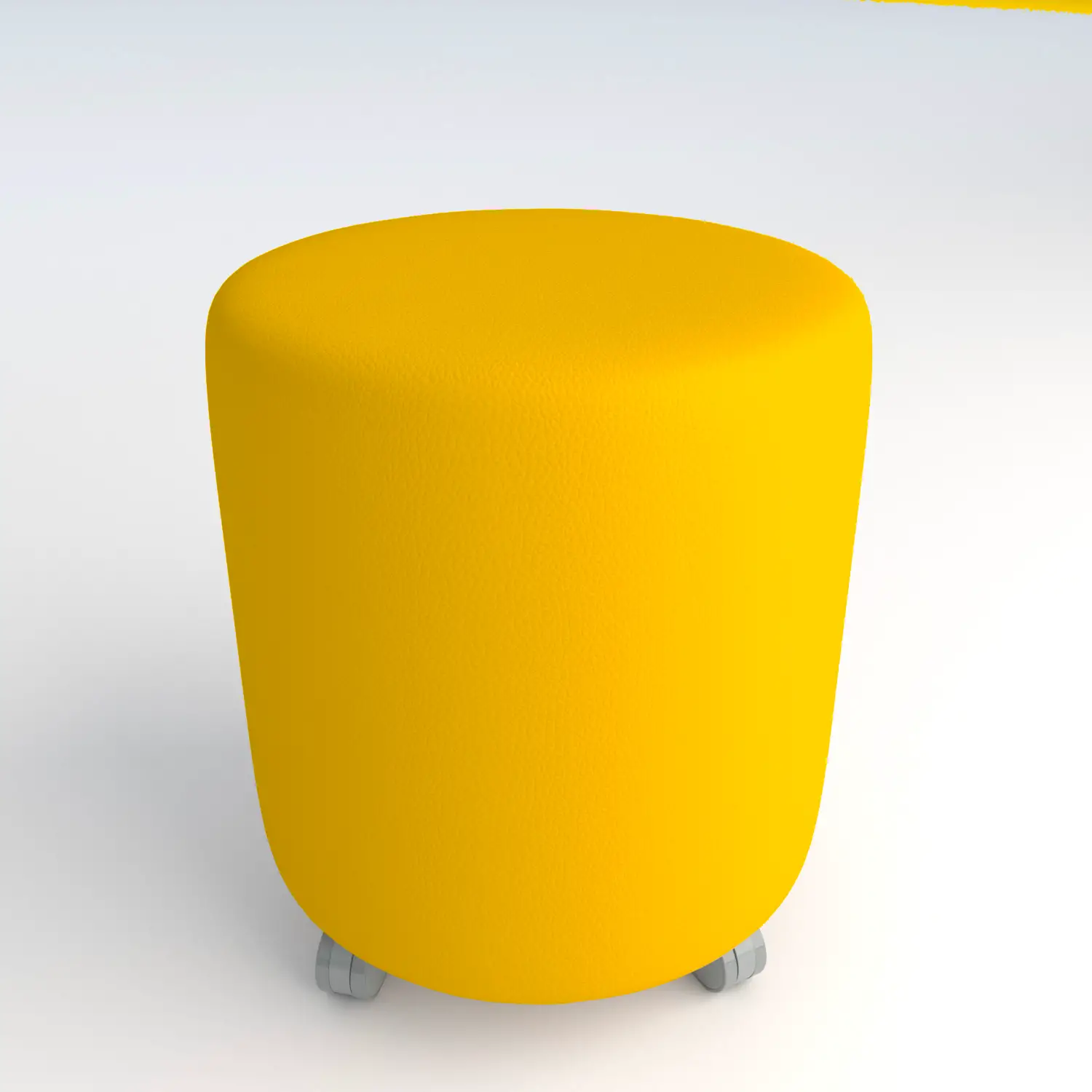 Pouf Ecopelle Ignifugo Tondo su Ruote H 40 Giallo Per Ambienti Scolastici Innovativi - Salottini e arredi morbidi